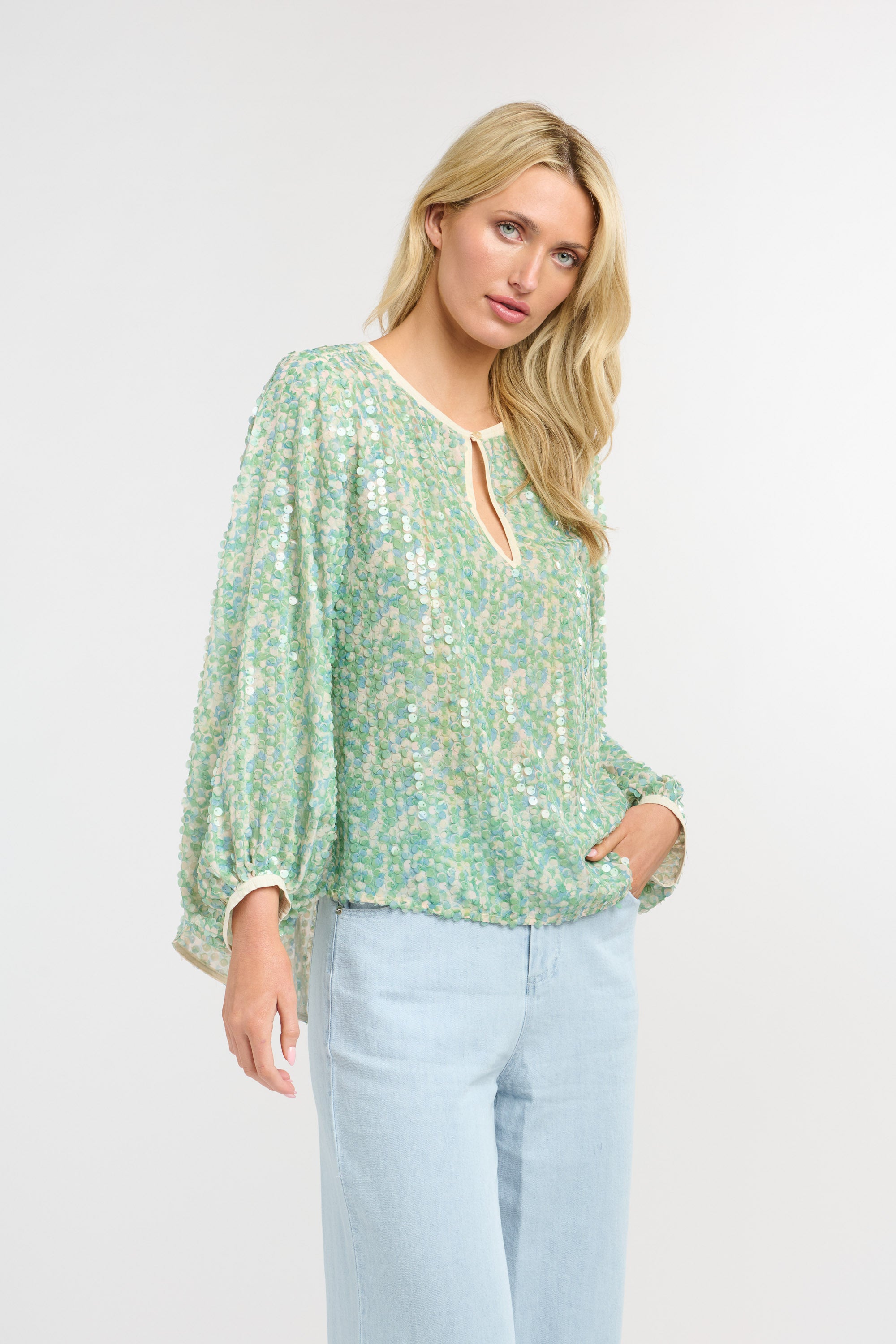 SWAN LAKE TOP GREEN/BLUE SEQUIN