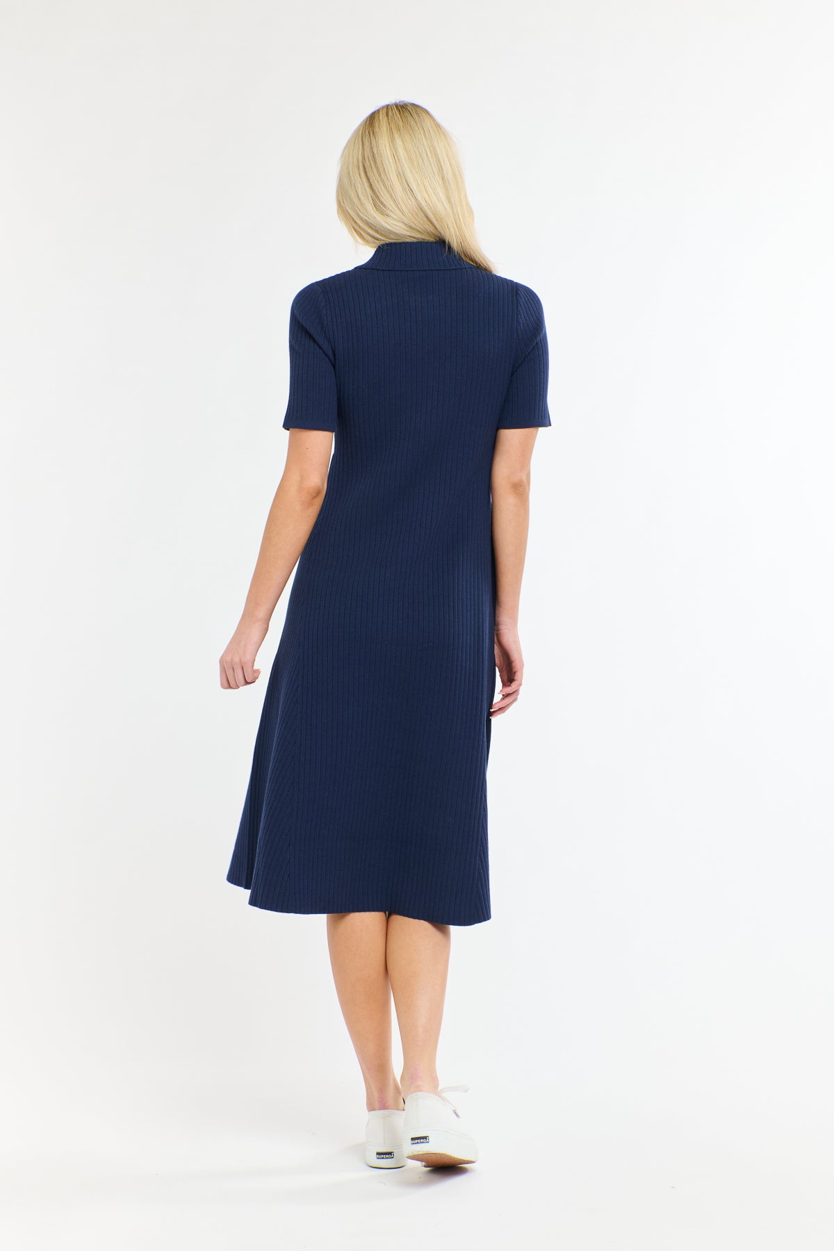 TRAINER RIB KNIT DRESS NAVY