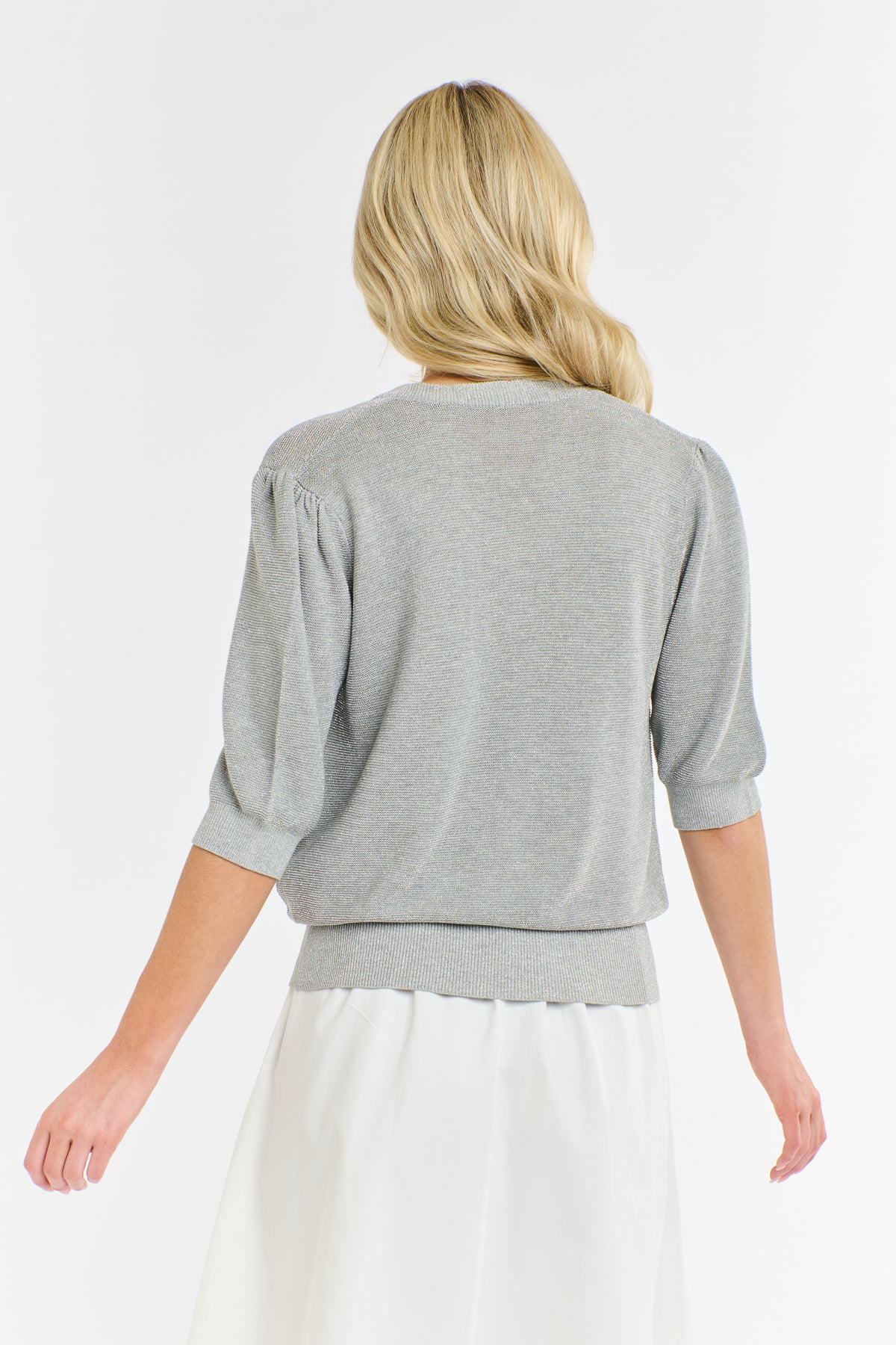 CASSIE LUREX TOP SILVER MARLE