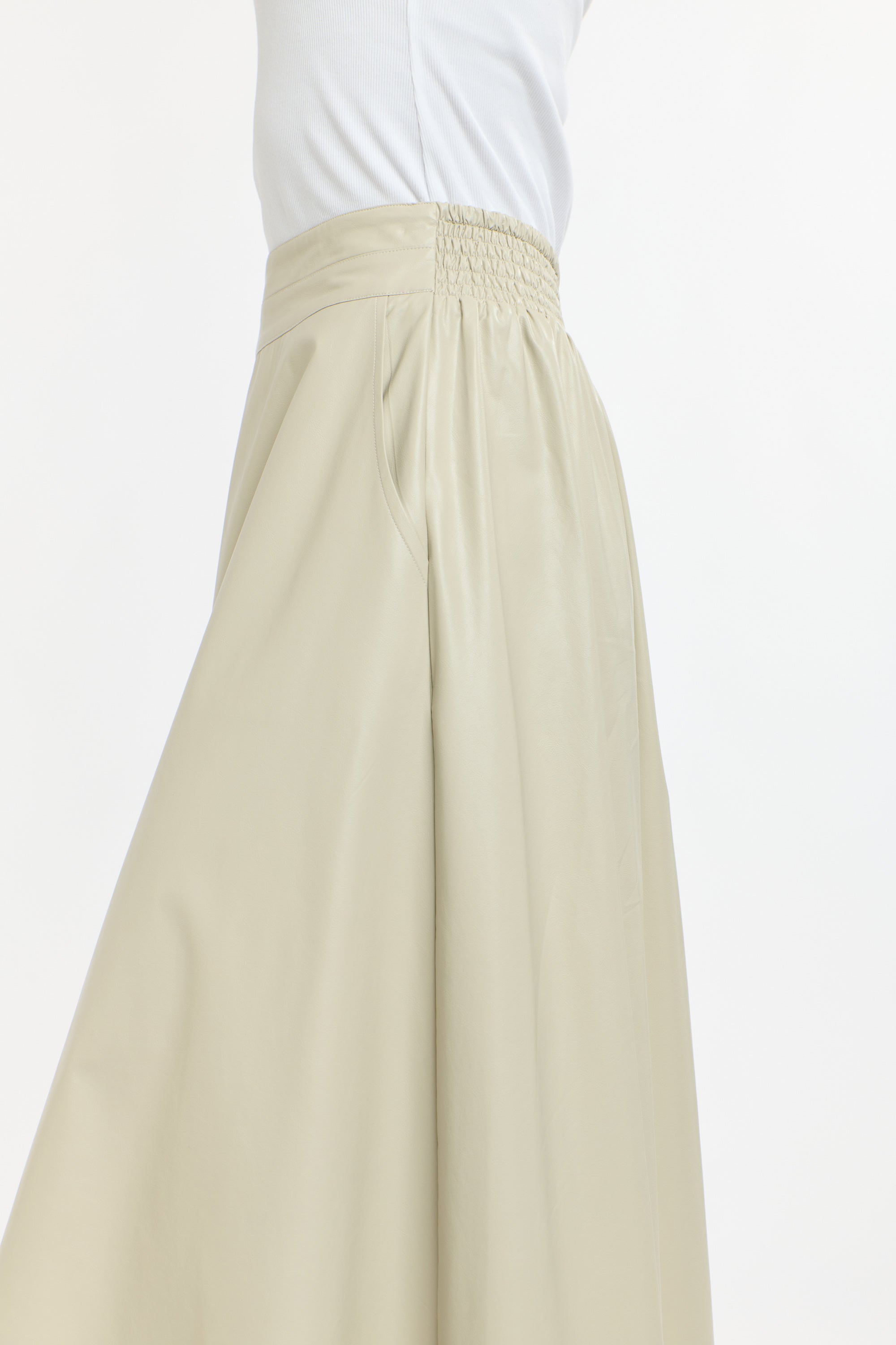 UPDATED DAKOTA PU SKIRT PARCHMENT