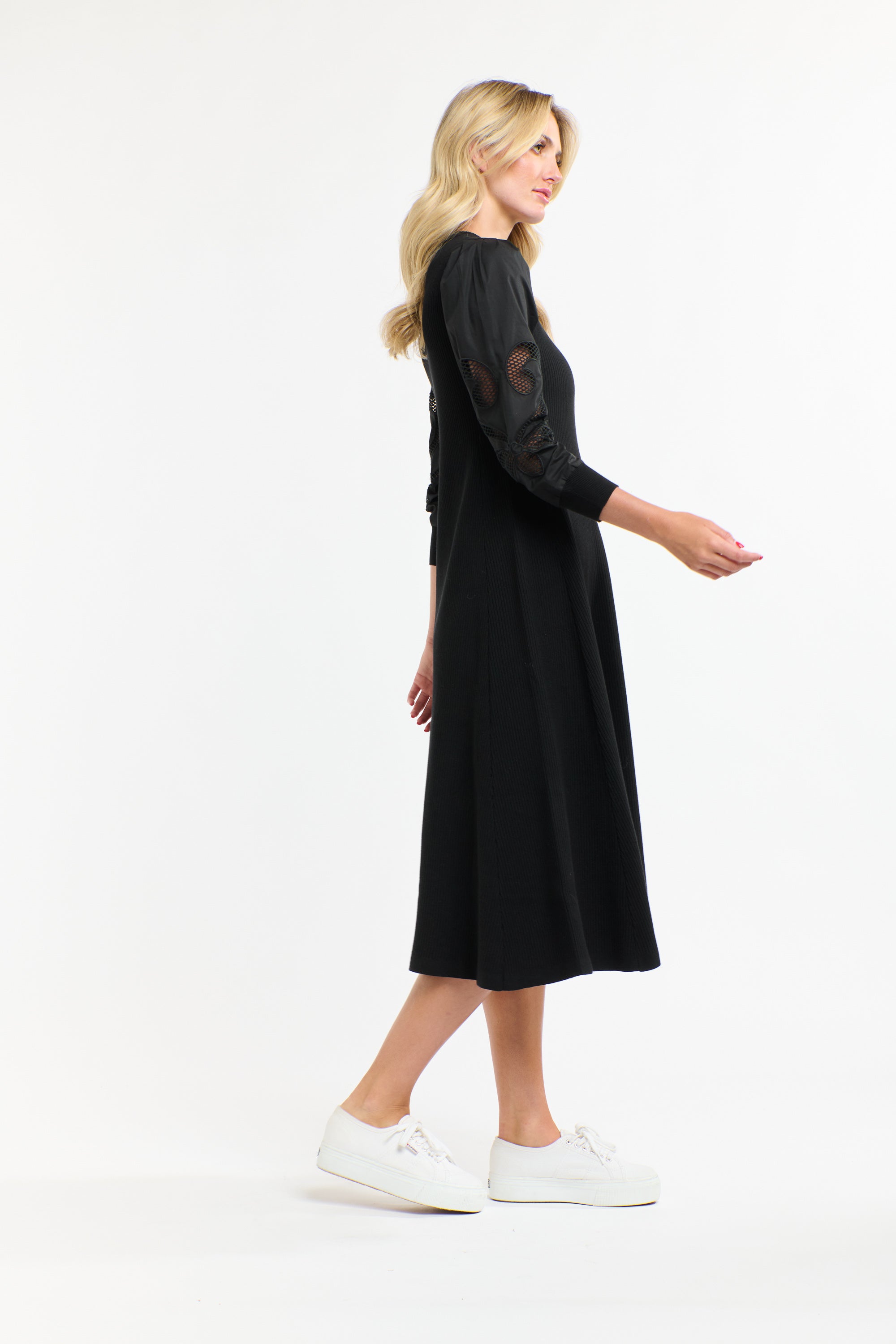 PRISCILLA RIB KNIT DRESS BLACK