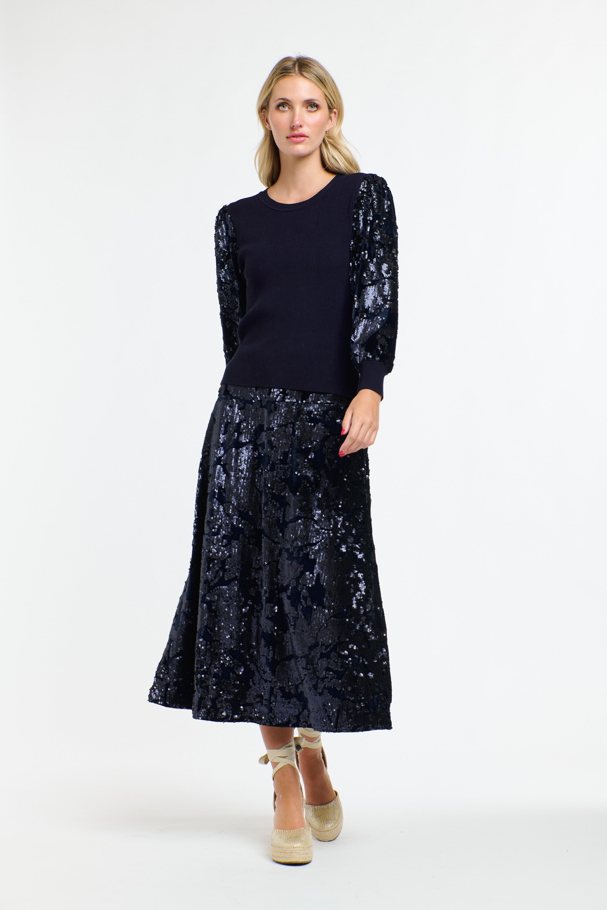 SEQUINS SKIRT NAVY