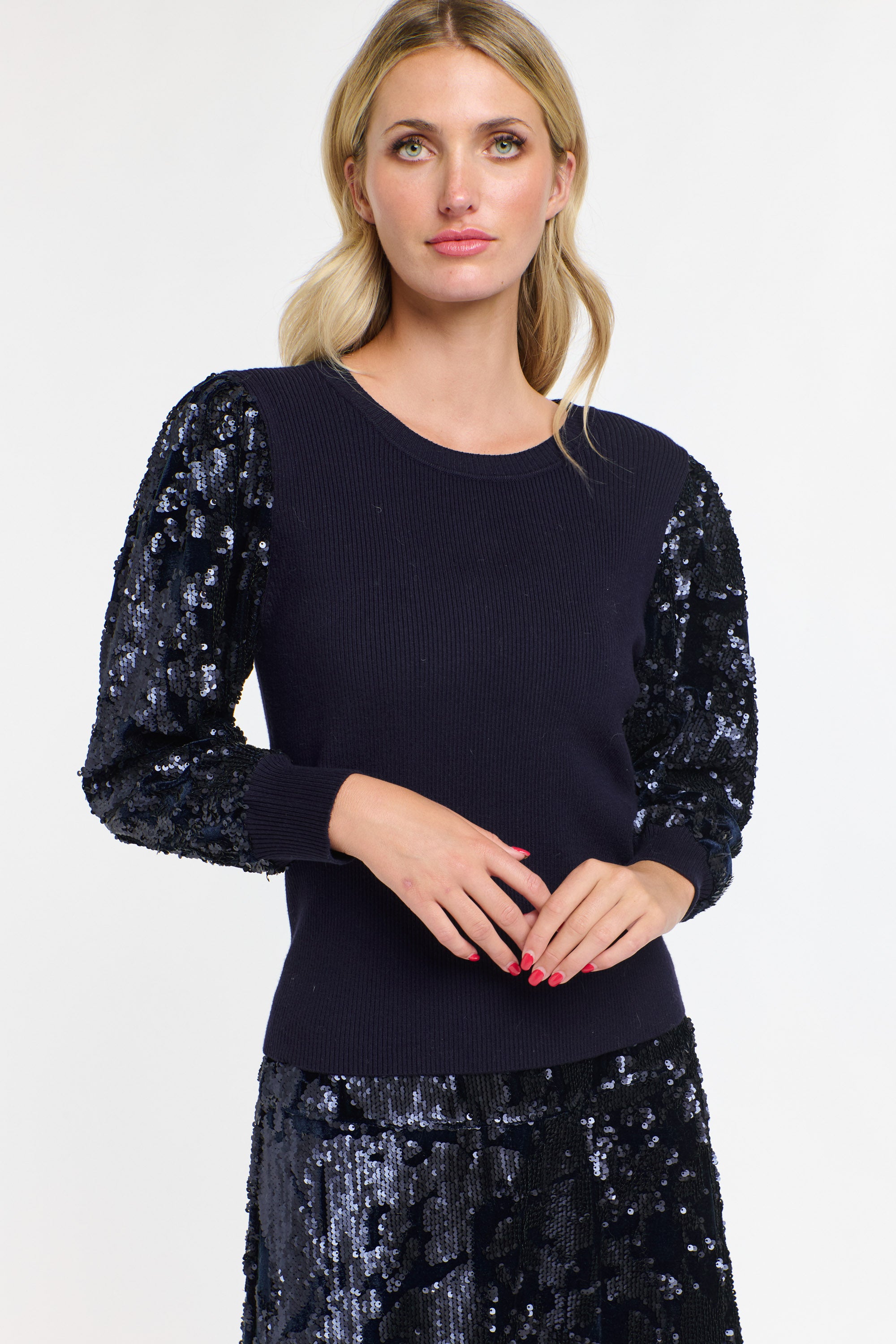 DATE NIGHT TOP NAVY