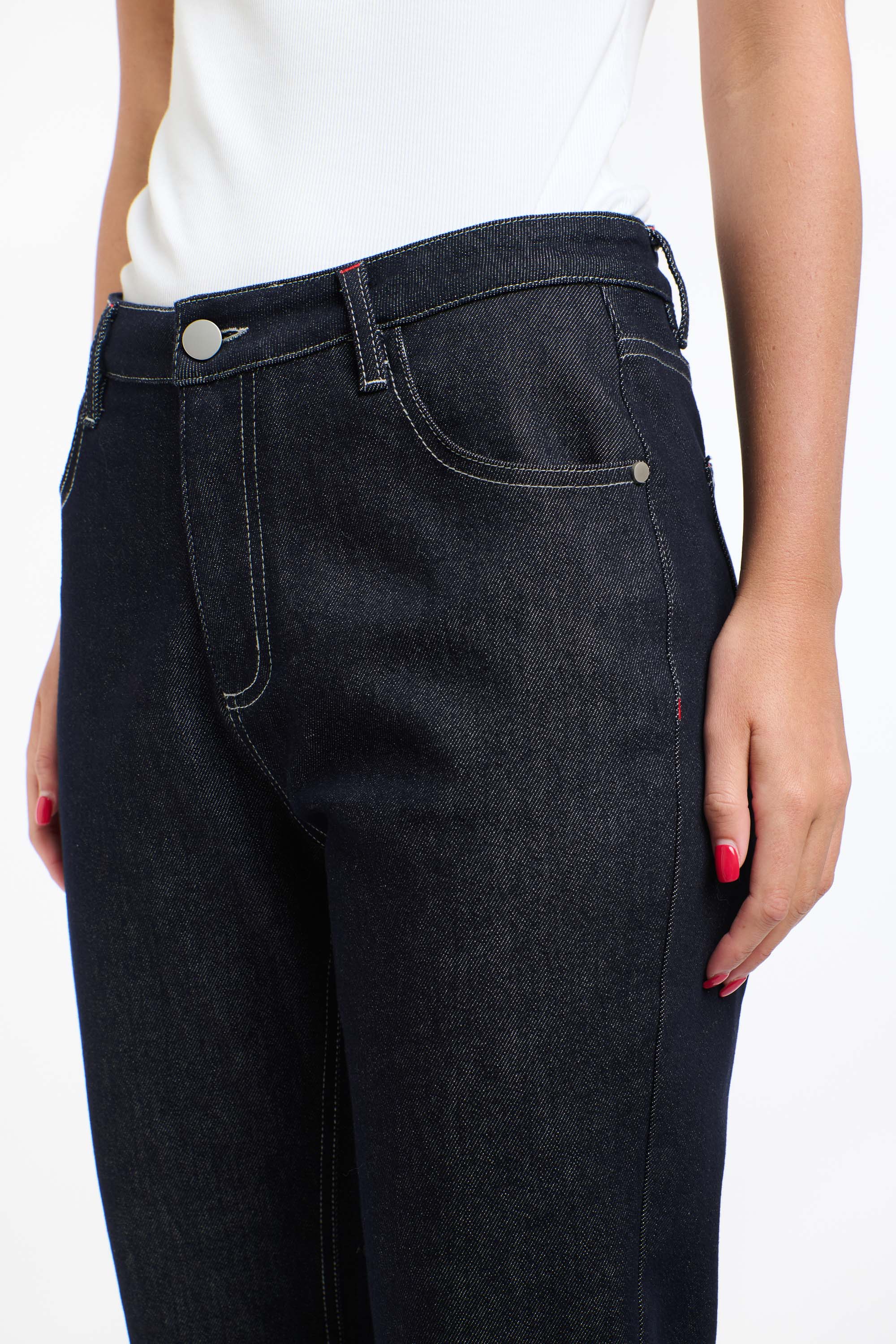 SUSIE RED STITCH JEANS DARK DENIM