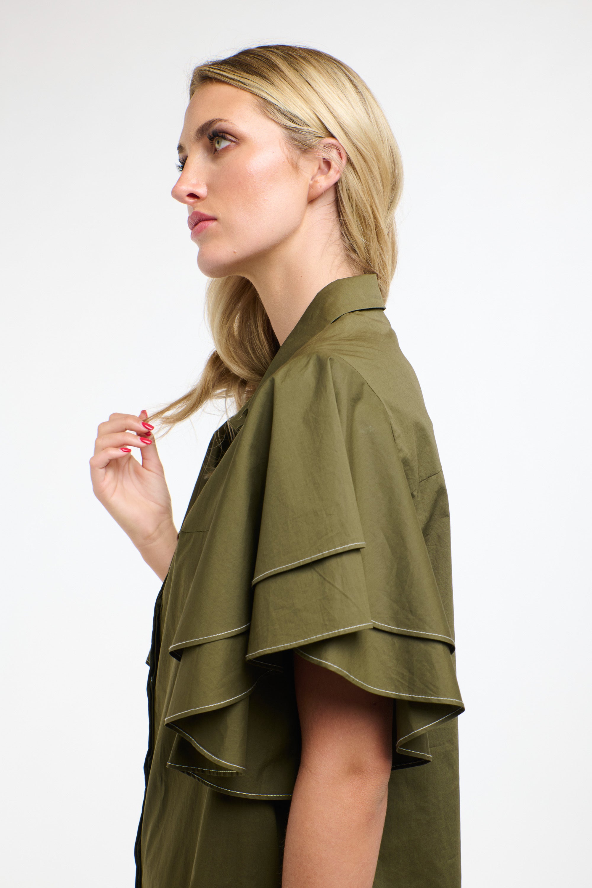 LAINIE FLUTTER DRESS KHAKI