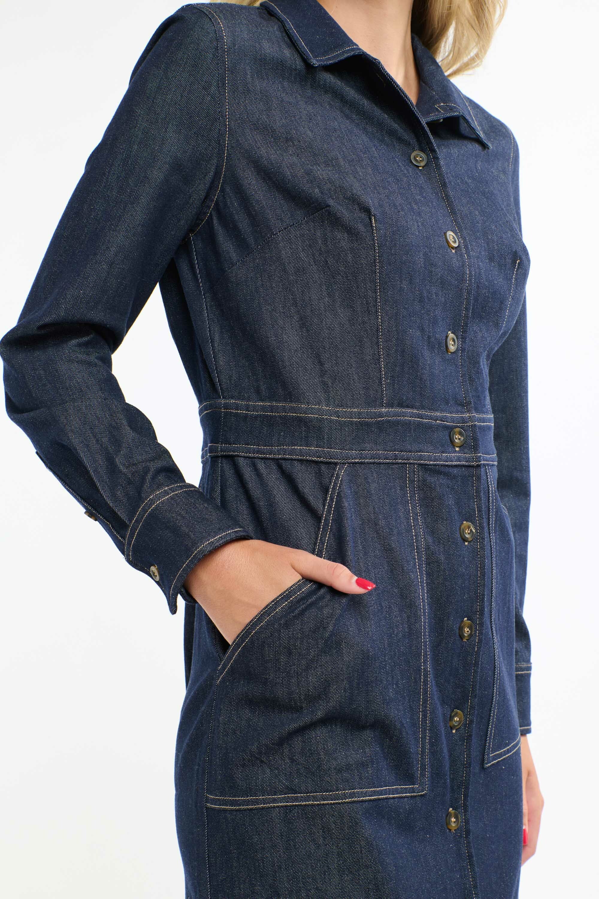 SABRINA DENIM DRESS DARK DENIM