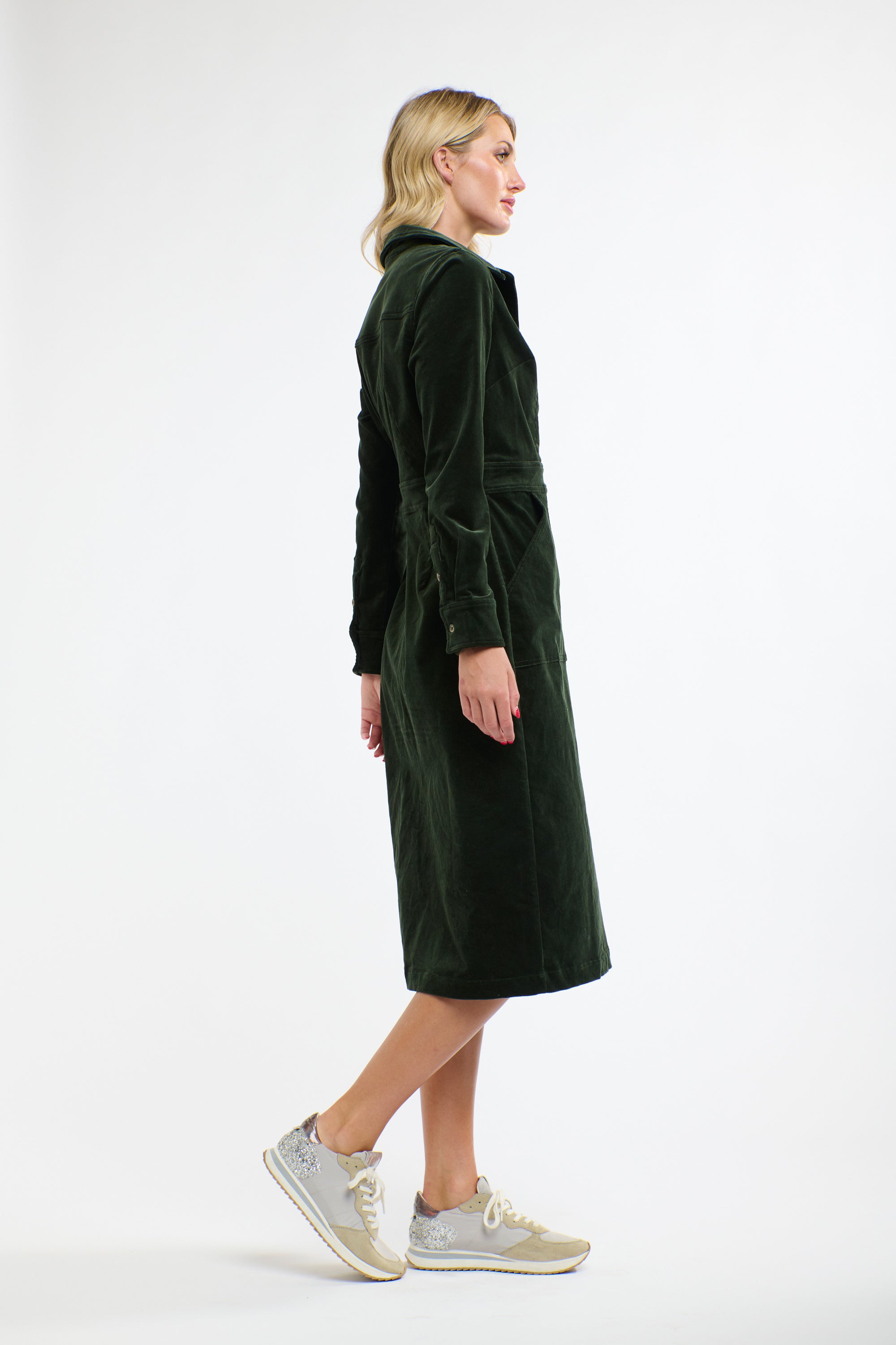 MANSFIELD CORD DRESS HUNTER GREEN