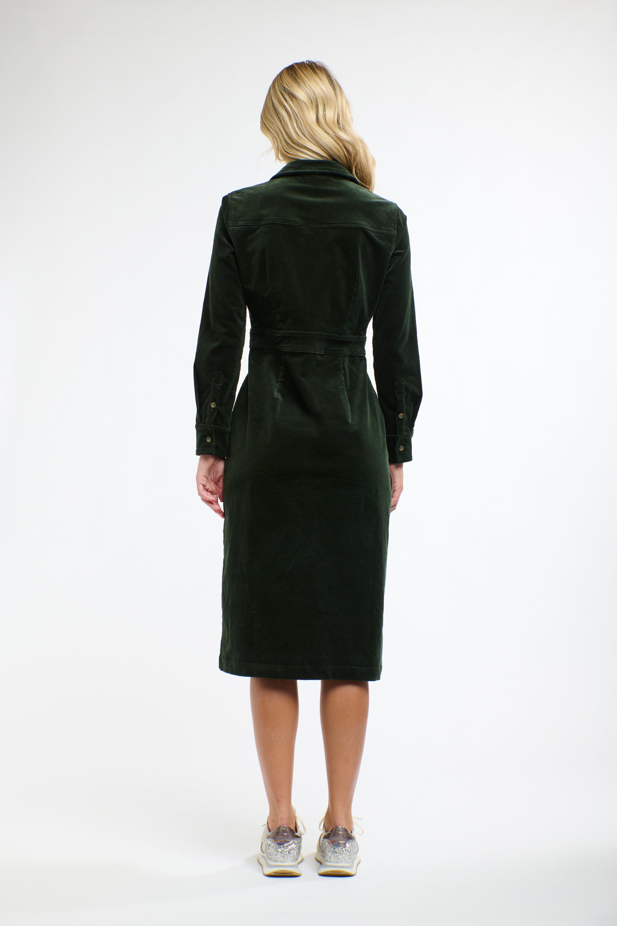 MANSFIELD CORD DRESS HUNTER GREEN