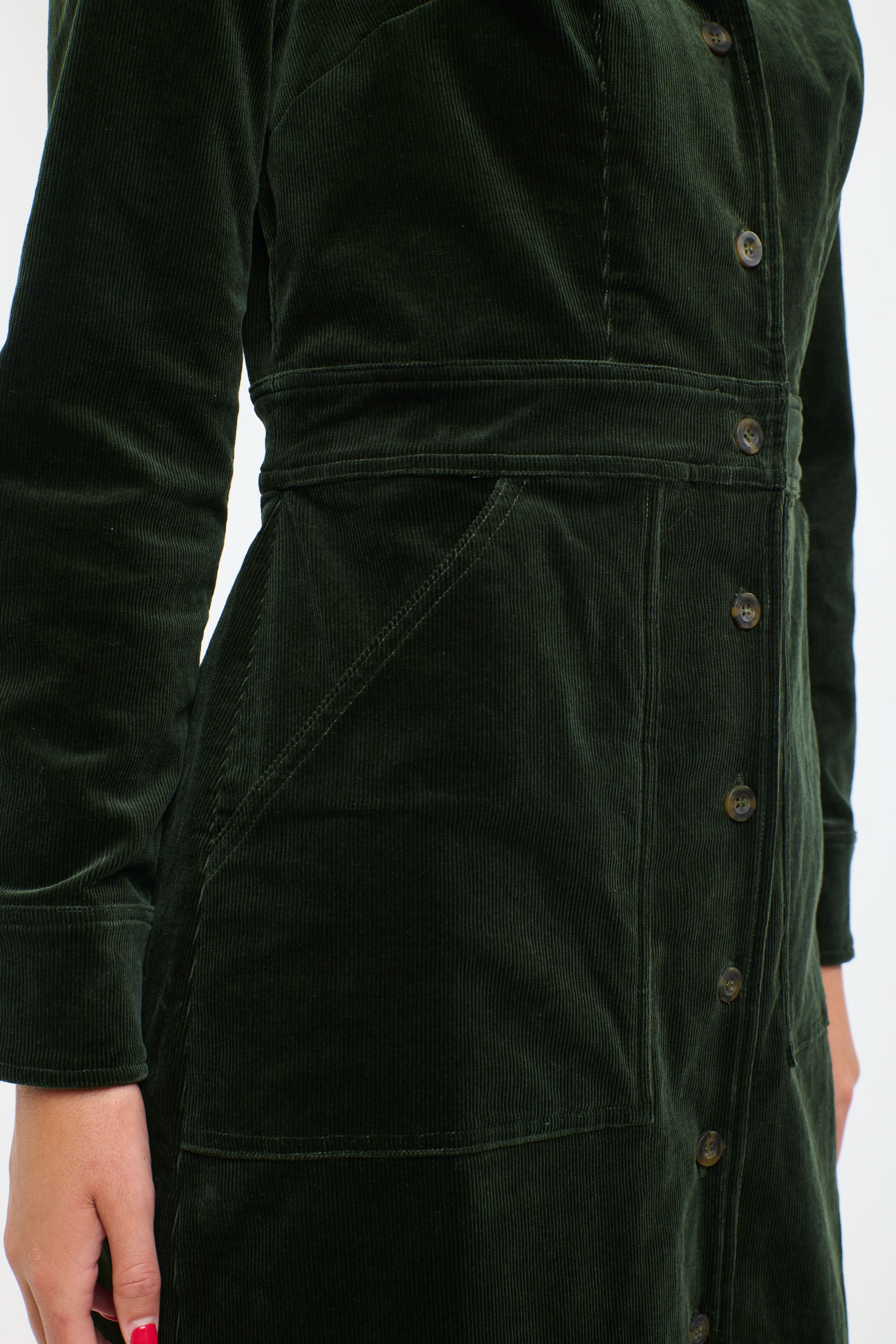 MANSFIELD CORD DRESS HUNTER GREEN