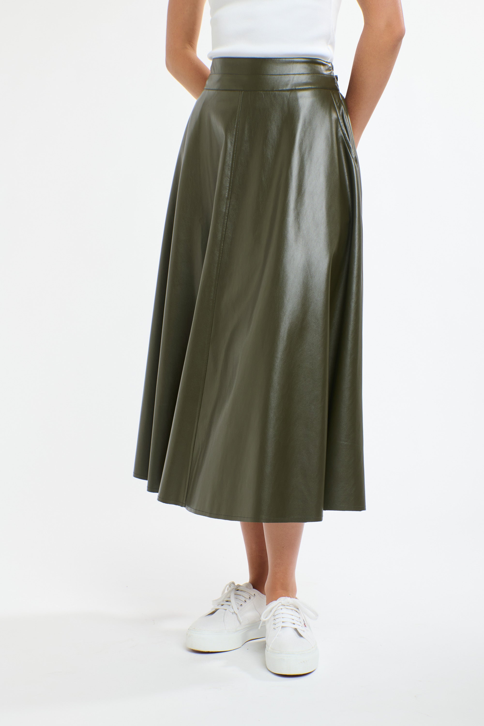 UPDATED DAKOTA PU SKIRT KHAKI