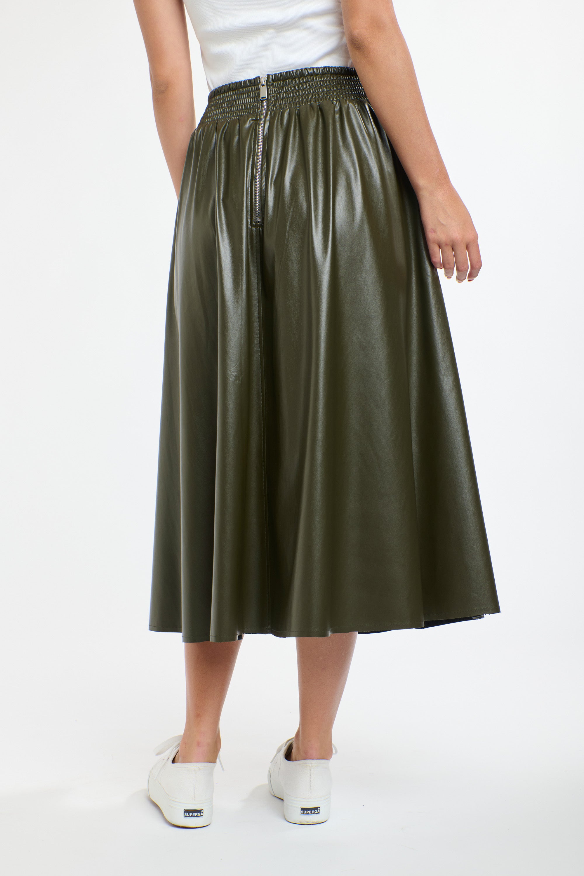 UPDATED DAKOTA PU SKIRT KHAKI