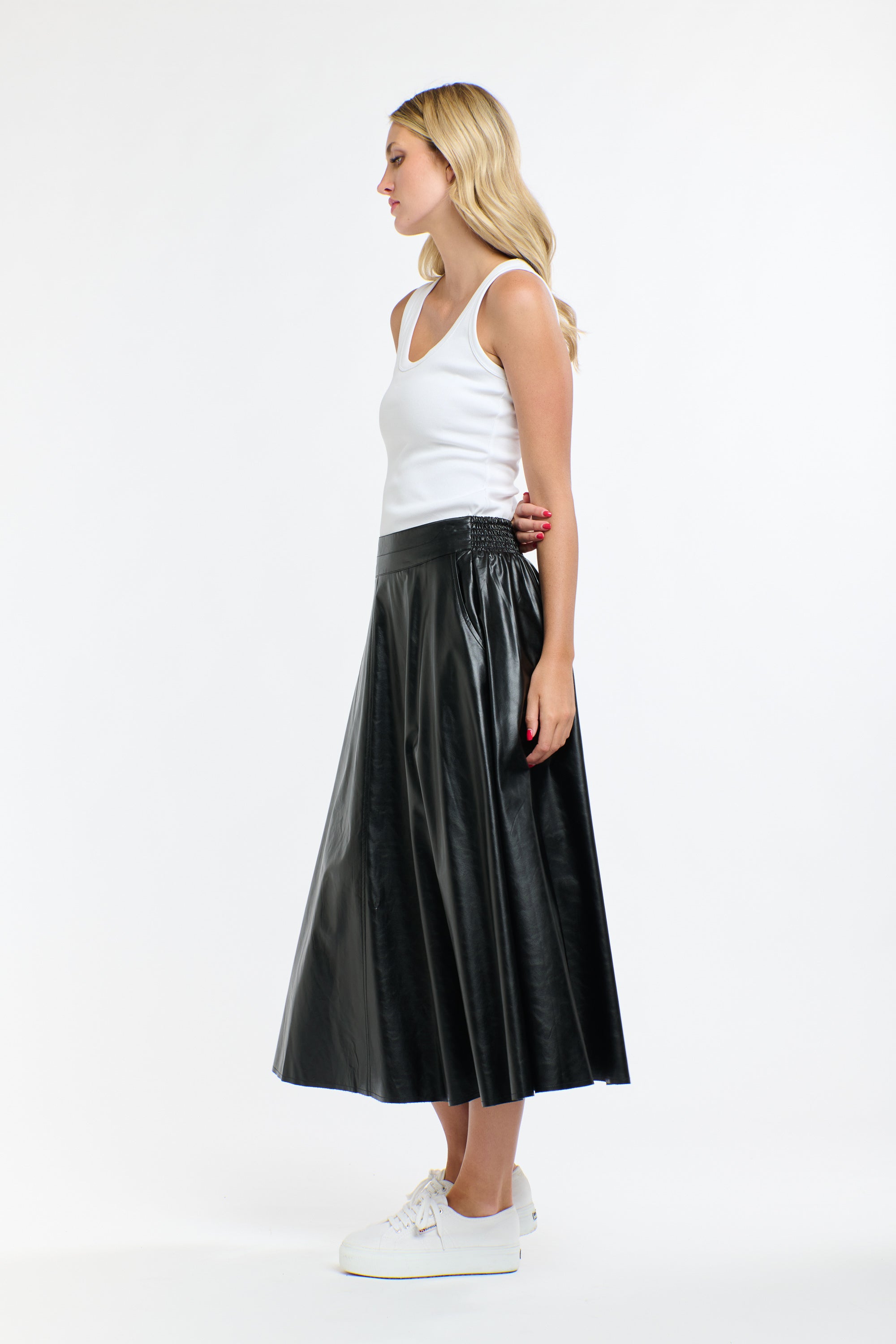 UPDATED DAKOTA PU SKIRT BLACK