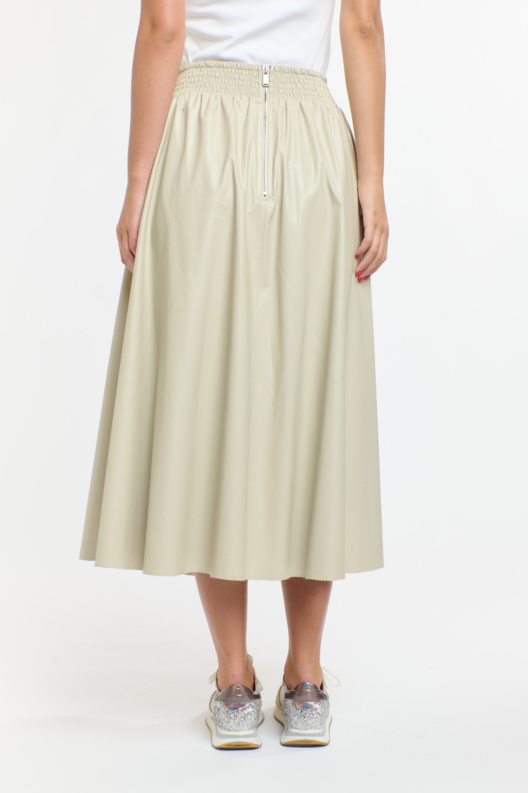UPDATED DAKOTA PU SKIRT PARCHMENT