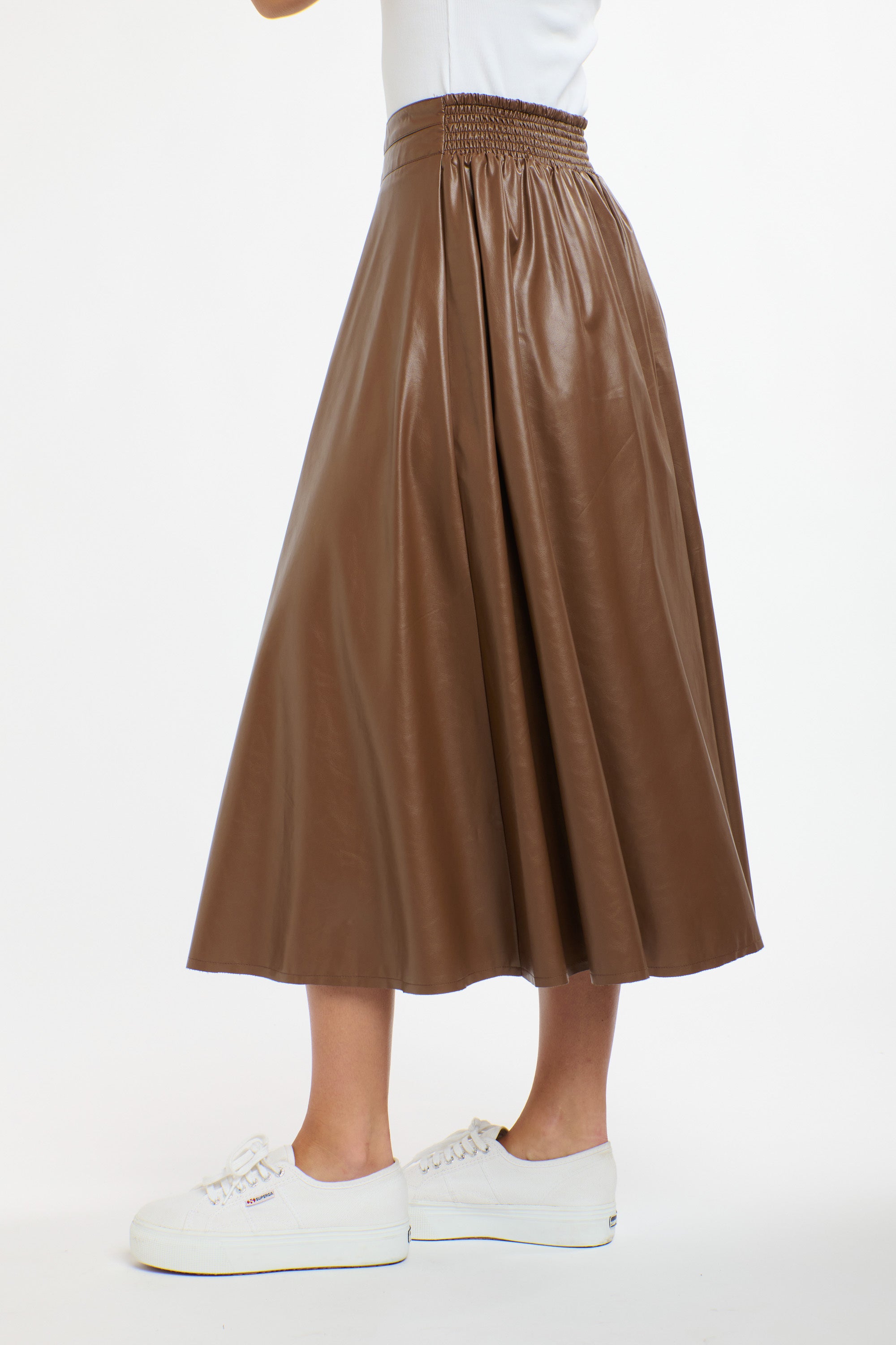 UPDATED DAKOTA PU SKIRT TAN