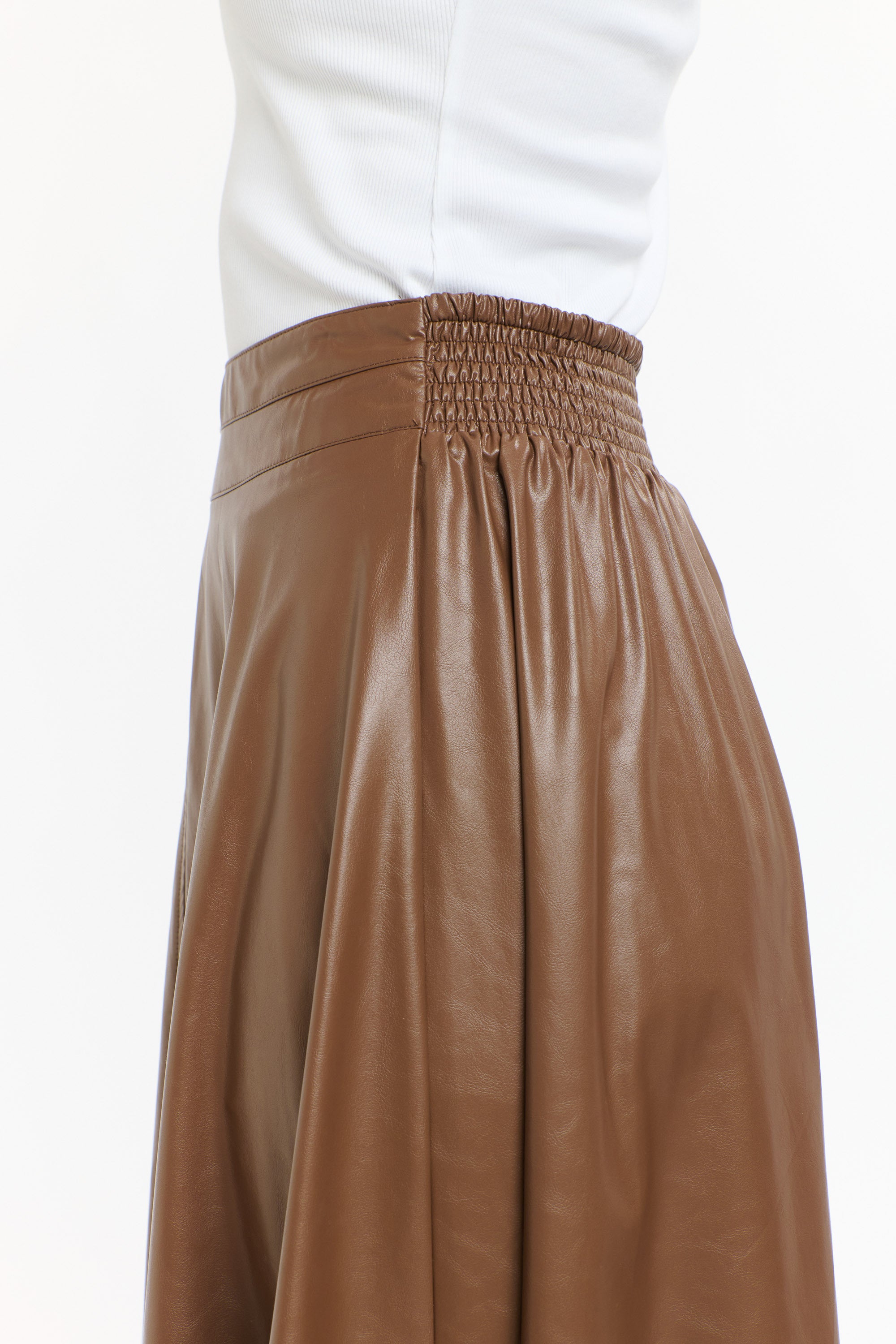UPDATED DAKOTA PU SKIRT TAN