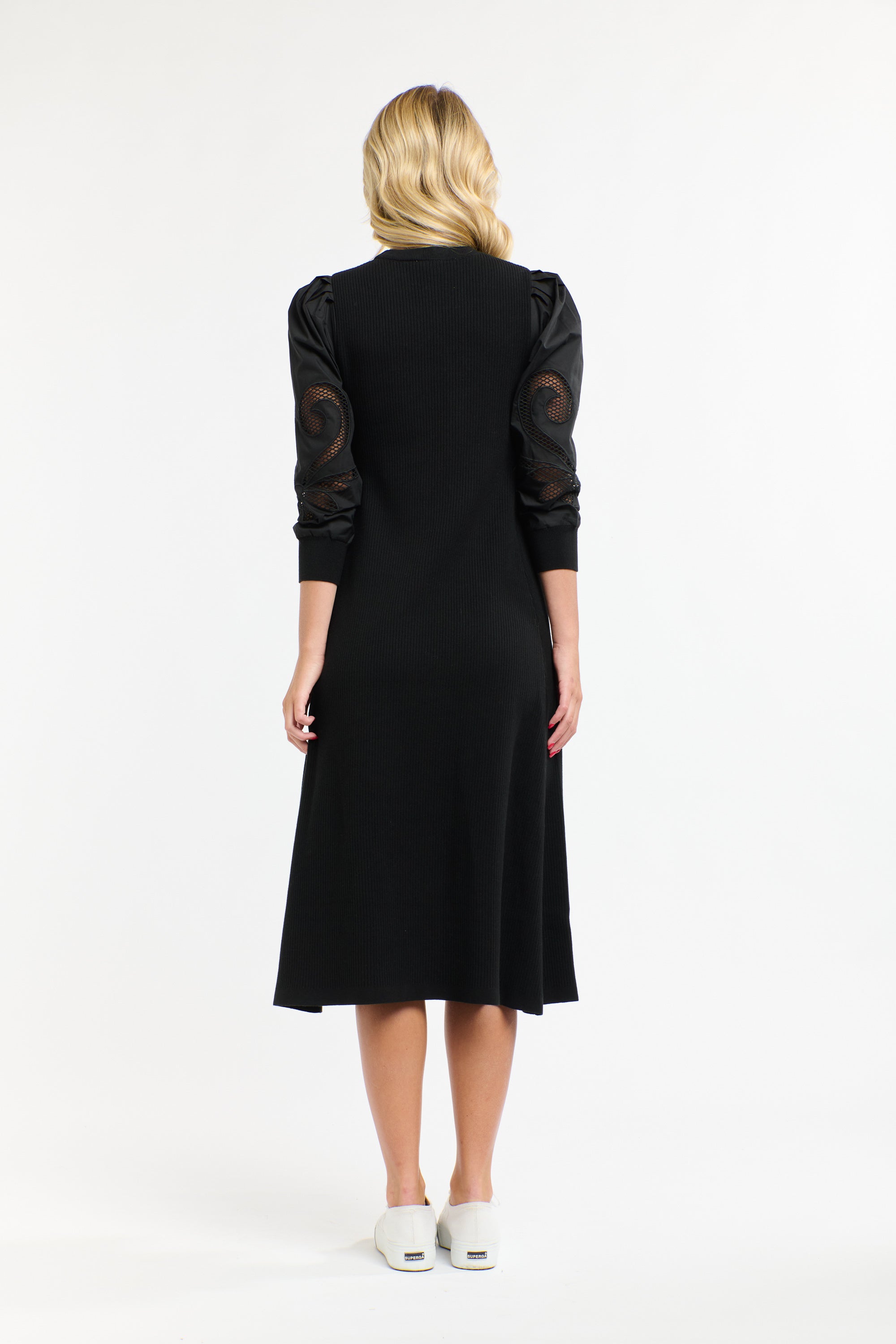 PRISCILLA RIB KNIT DRESS BLACK