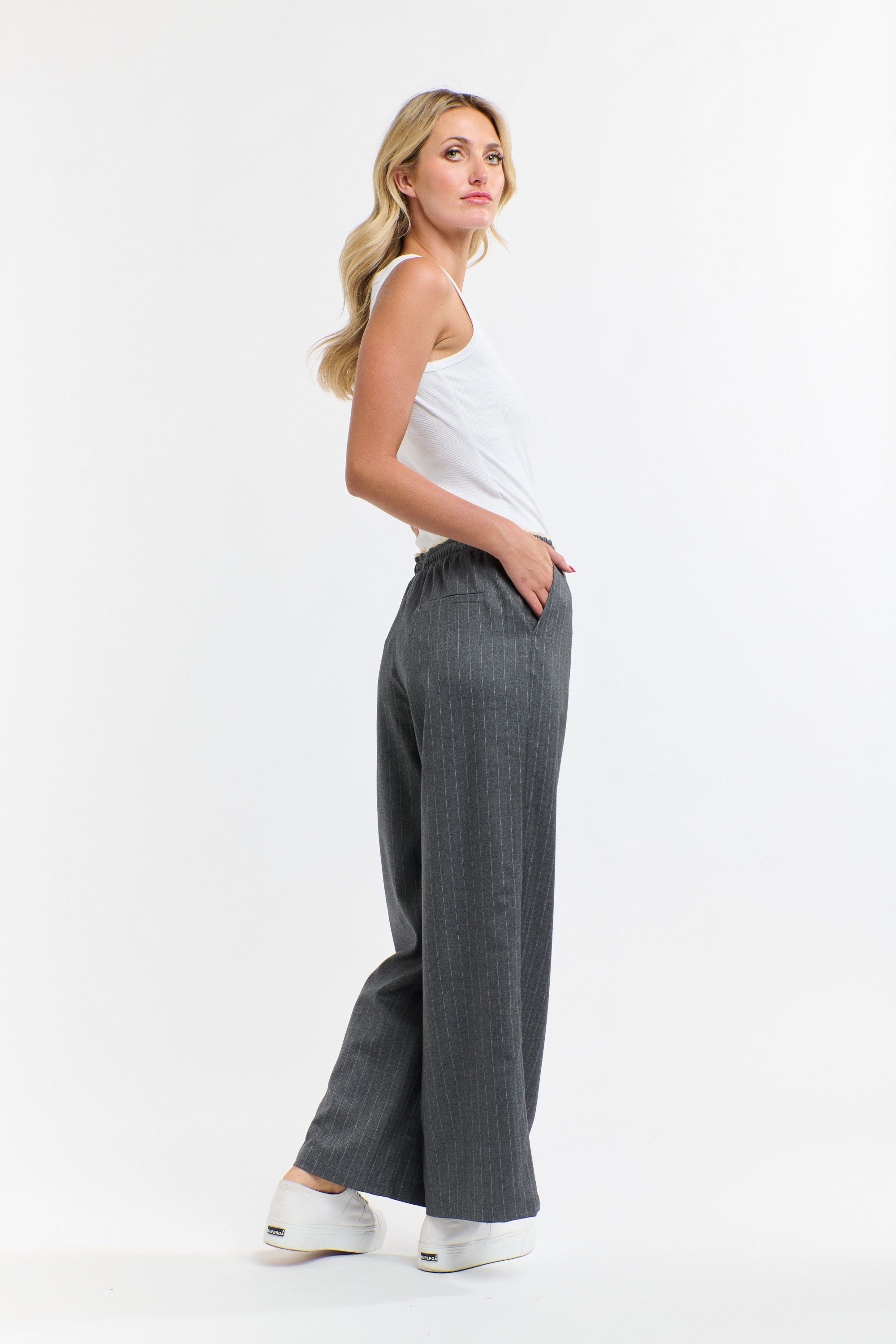 PINSTRIPE PANT GREY SOOT