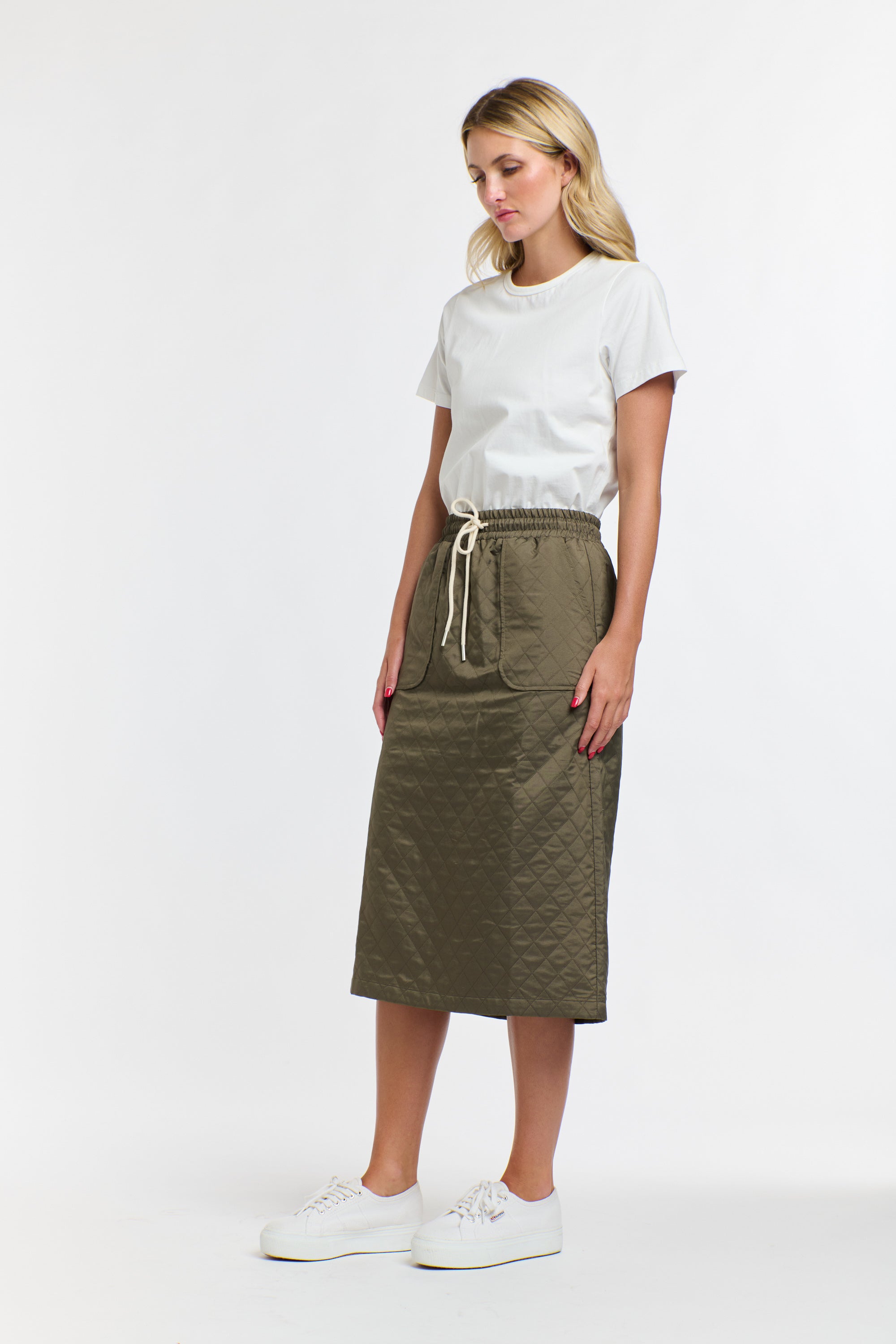 QUILTED SKIRT KHAKI