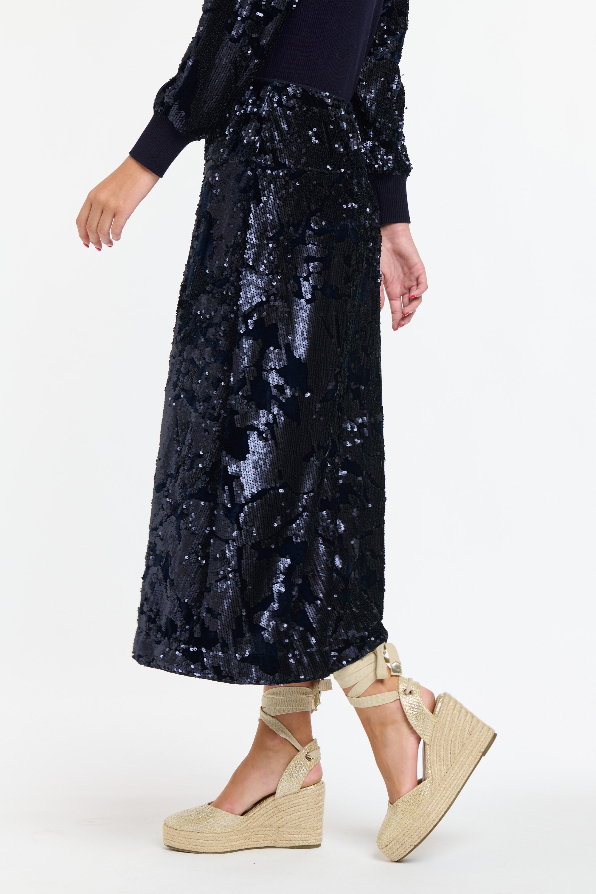 SEQUINS SKIRT NAVY