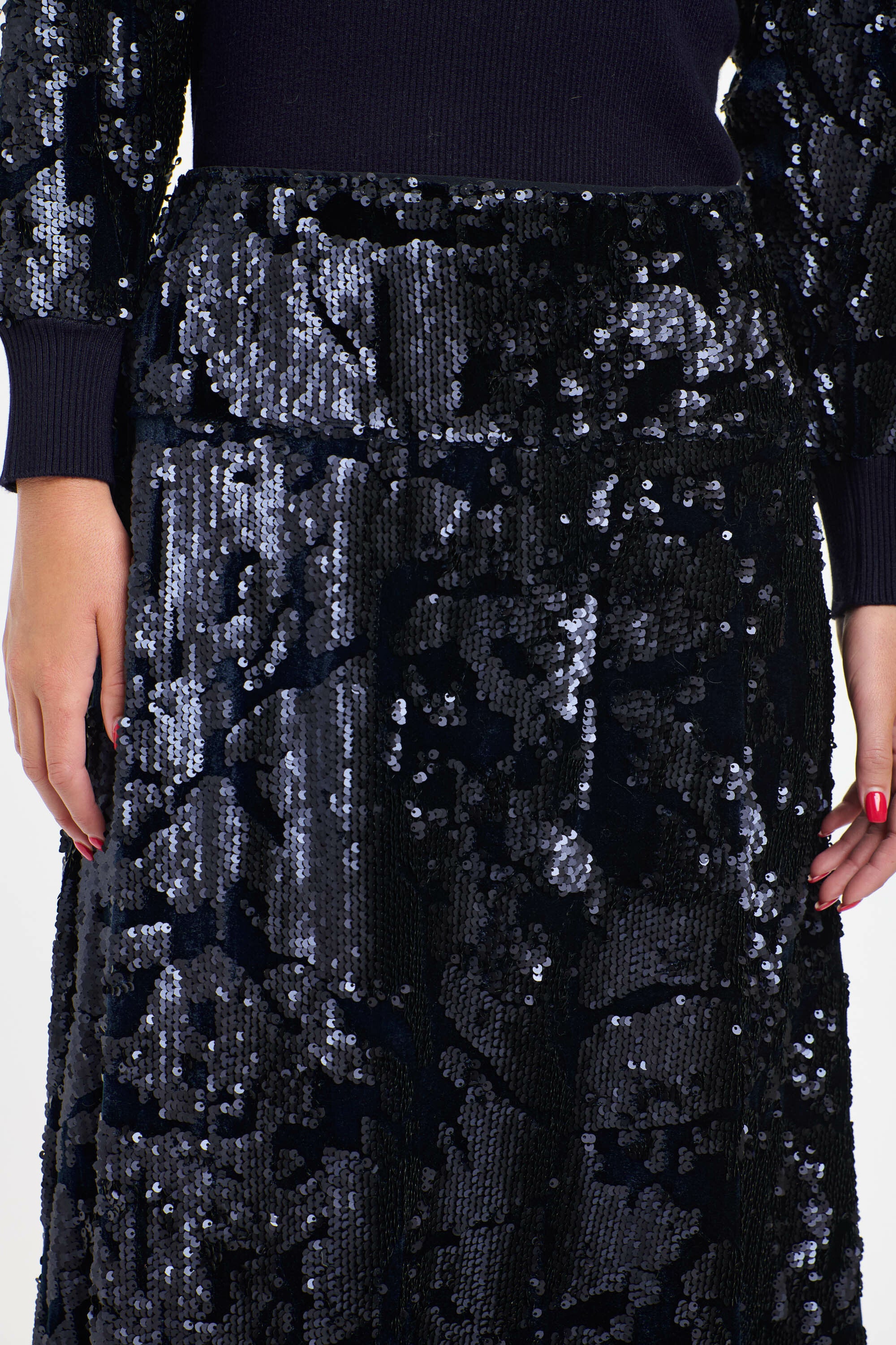 SEQUINS SKIRT NAVY