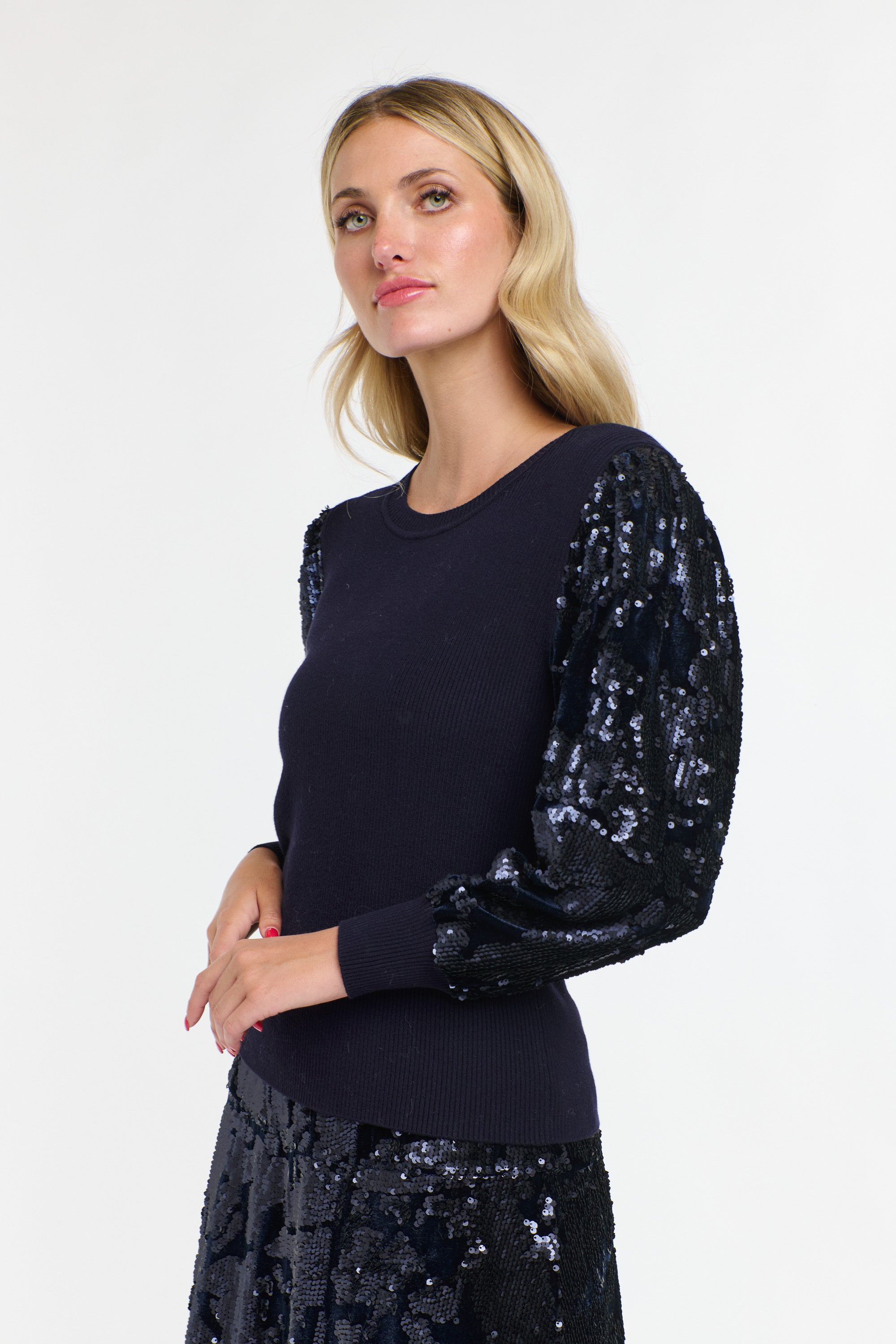 DATE NIGHT TOP NAVY