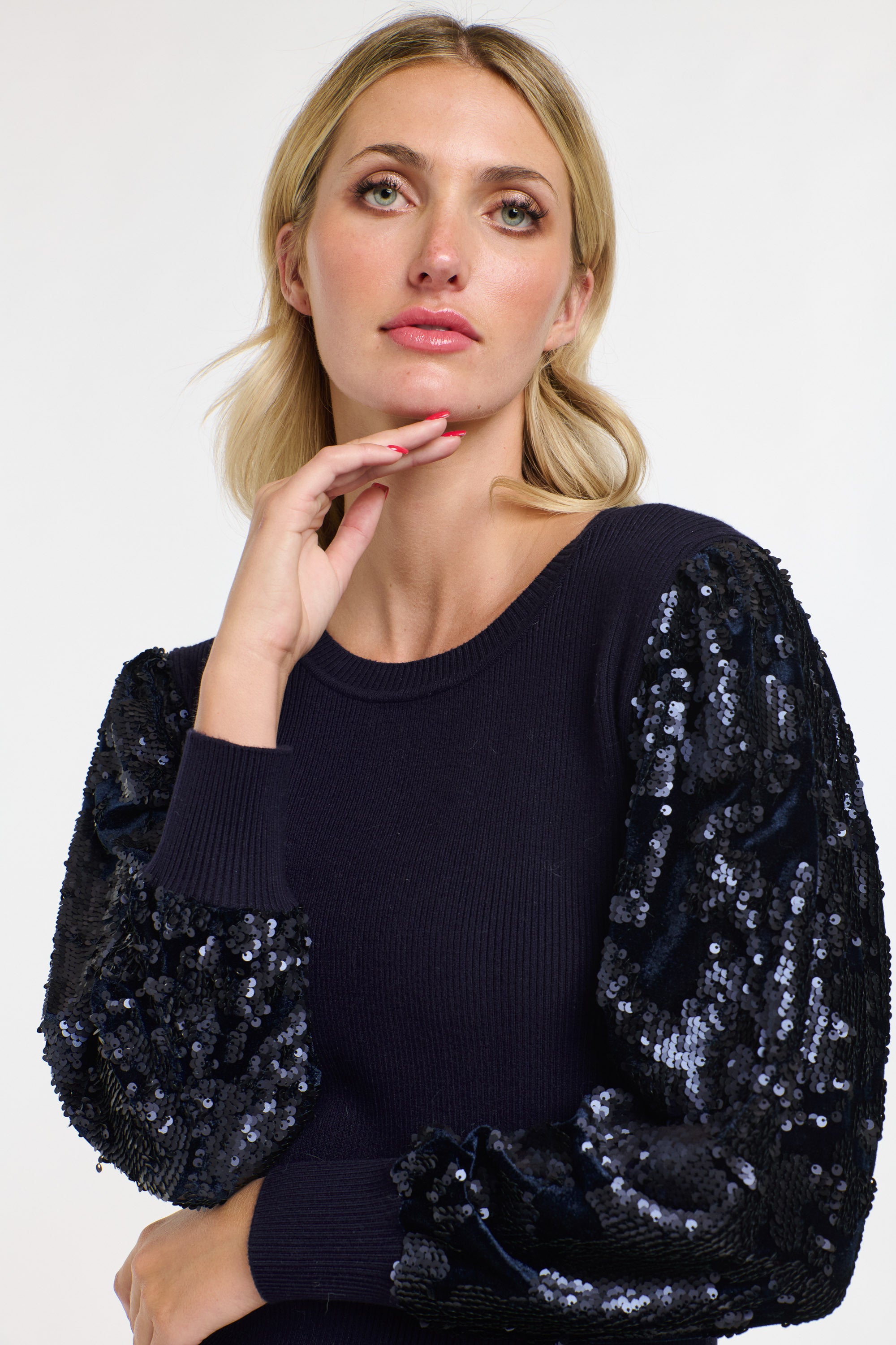 DATE NIGHT TOP NAVY