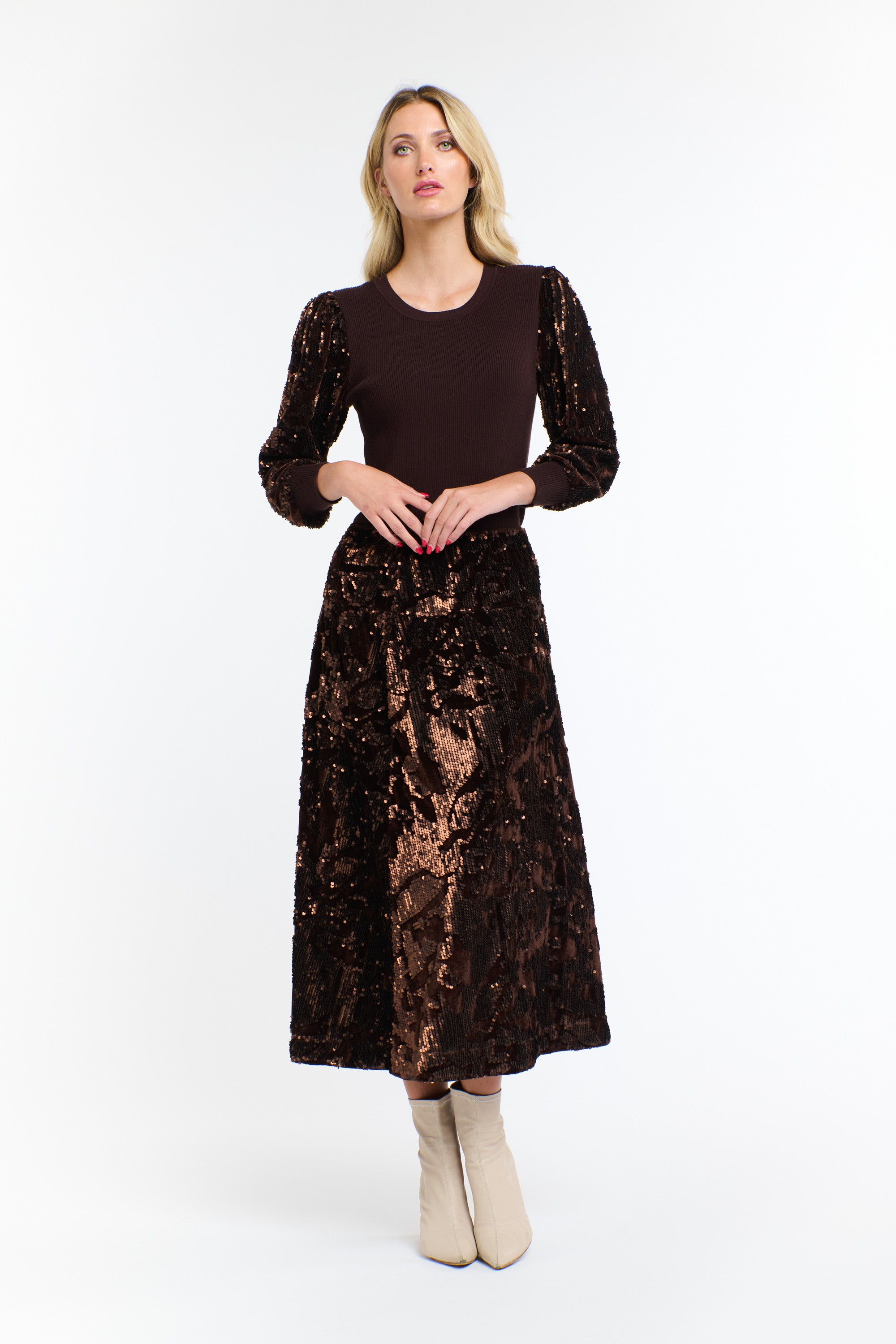 SEQUINS SKIRT COPPER