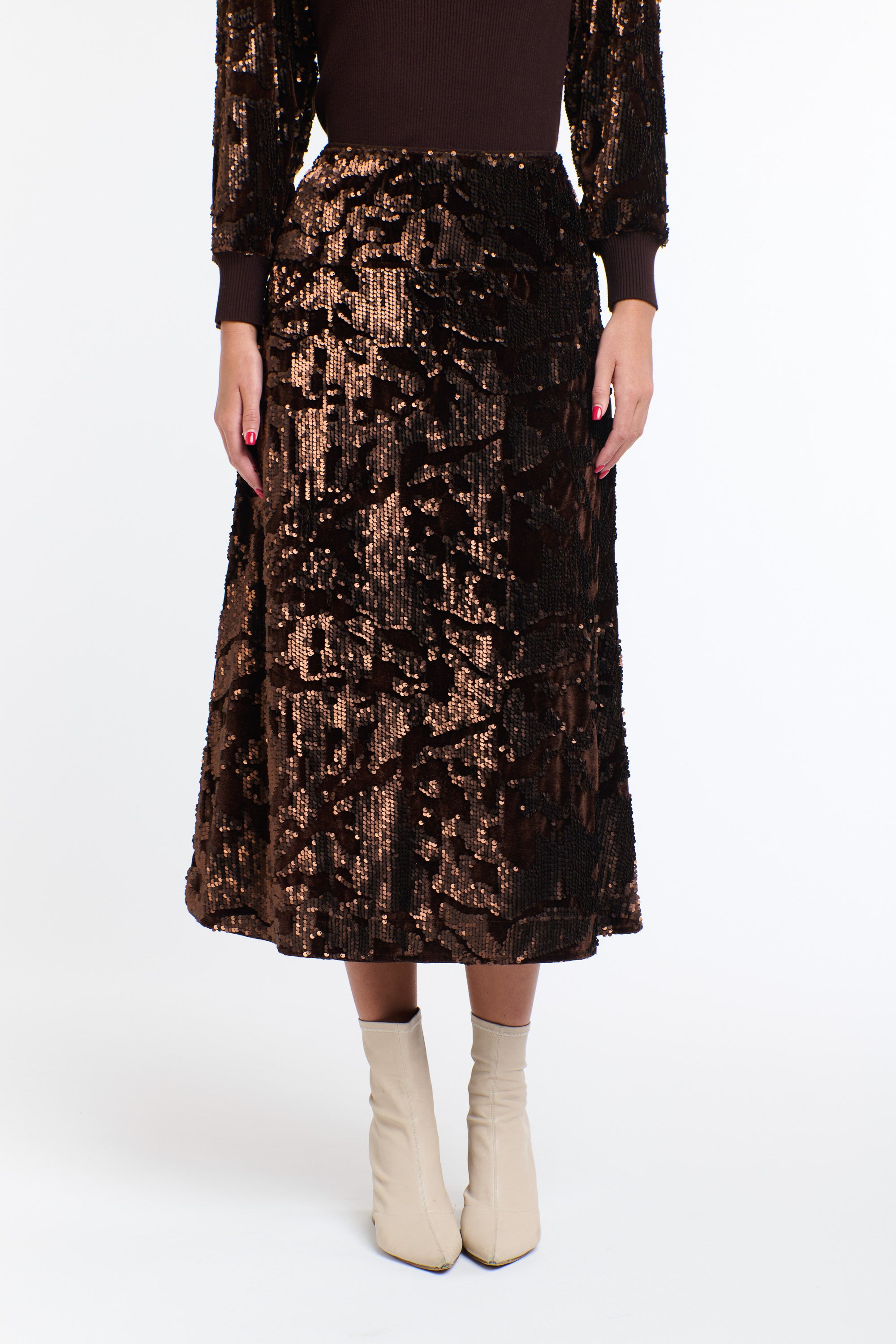 SEQUINS SKIRT COPPER