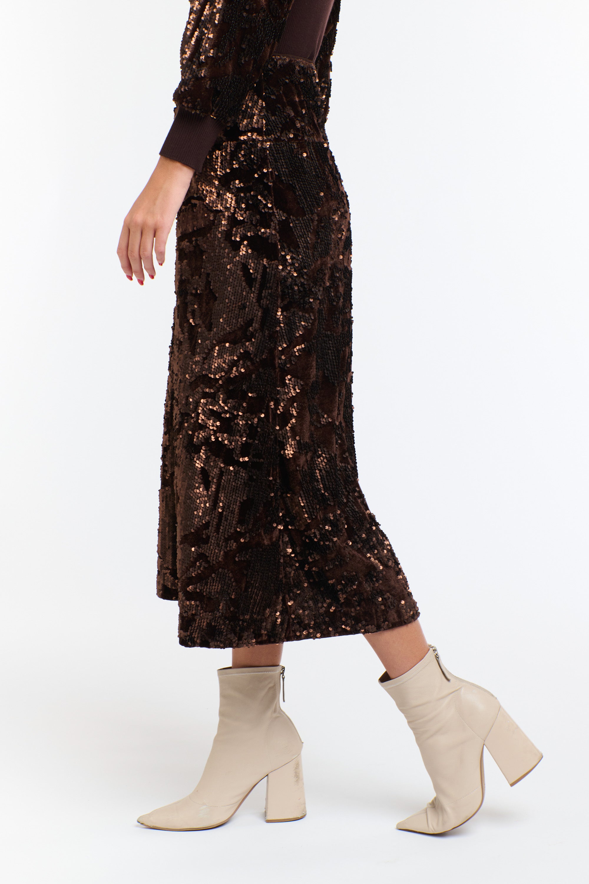SEQUINS SKIRT COPPER