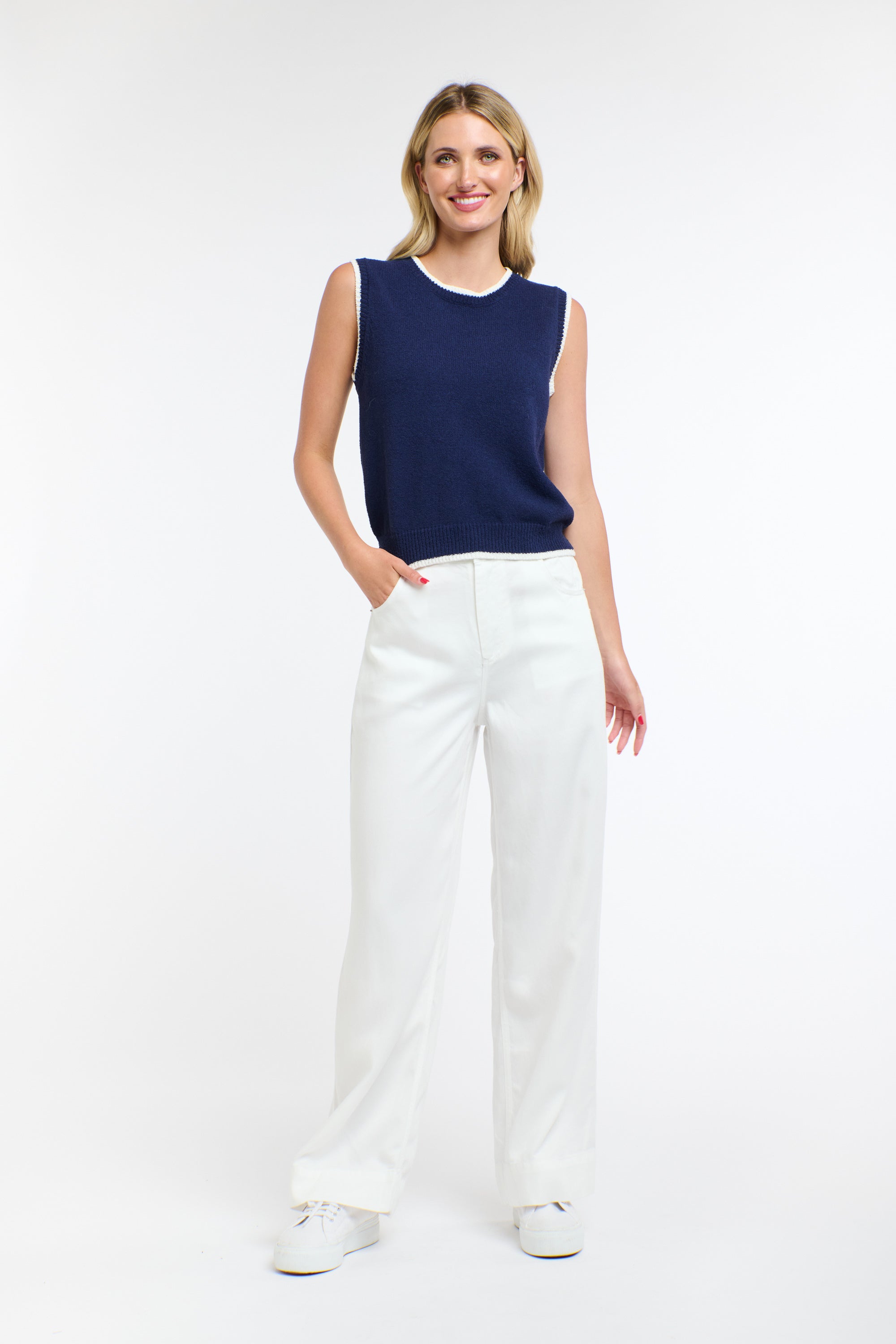 CELESTE WHITE W/ WHITE ST. TENCEL PANT
