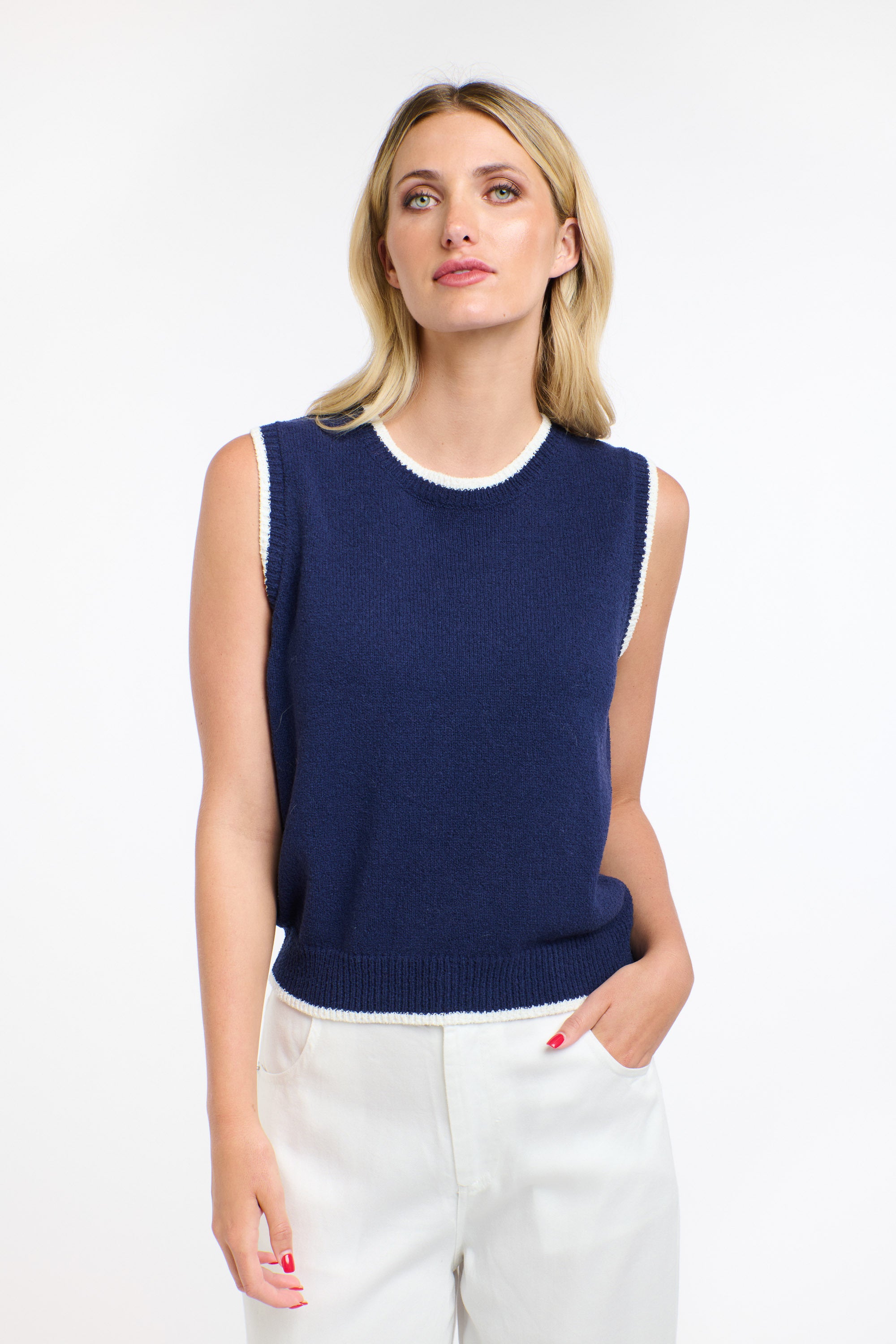 BAKER BOUCLE VEST NAVY