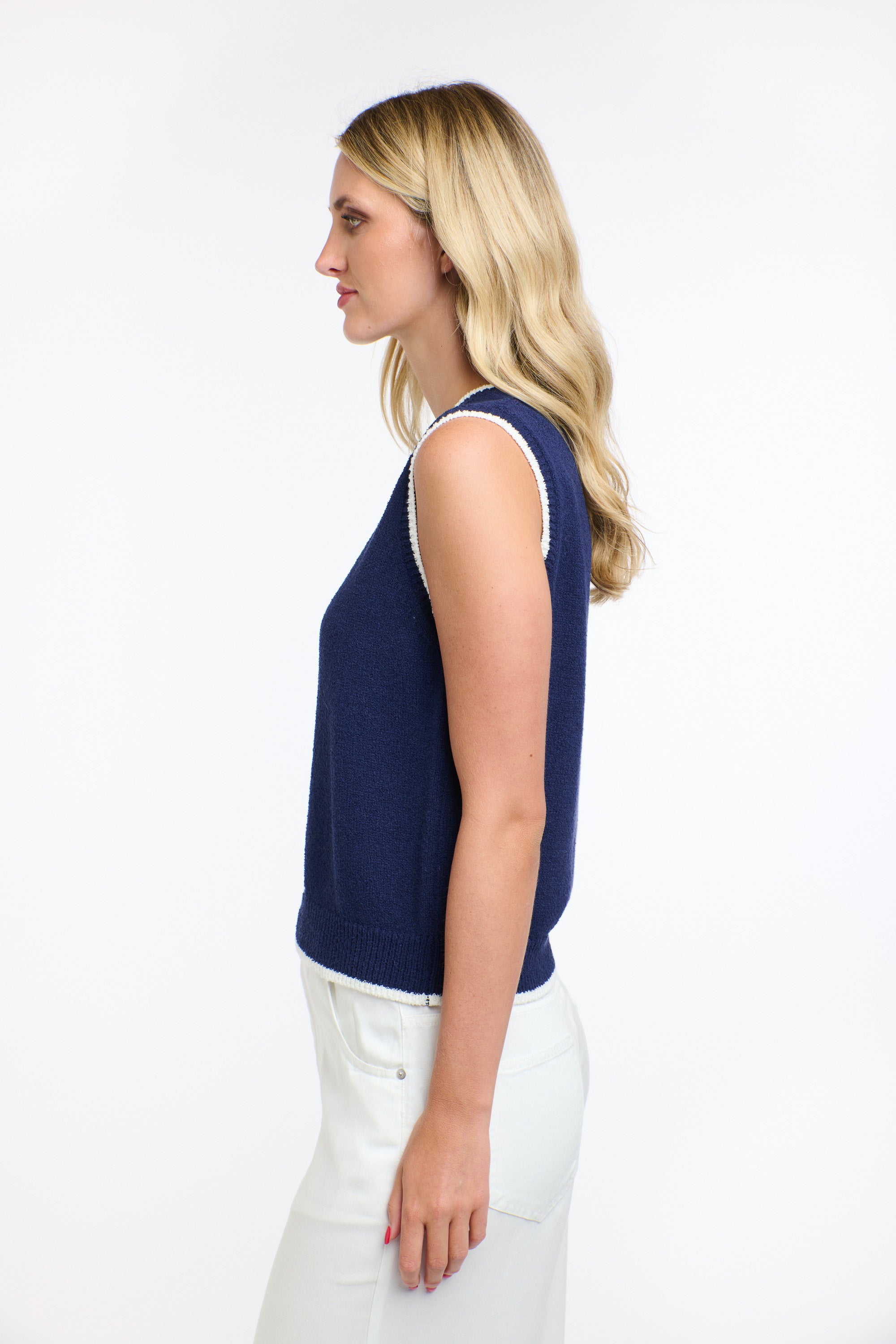 BAKER BOUCLE VEST NAVY