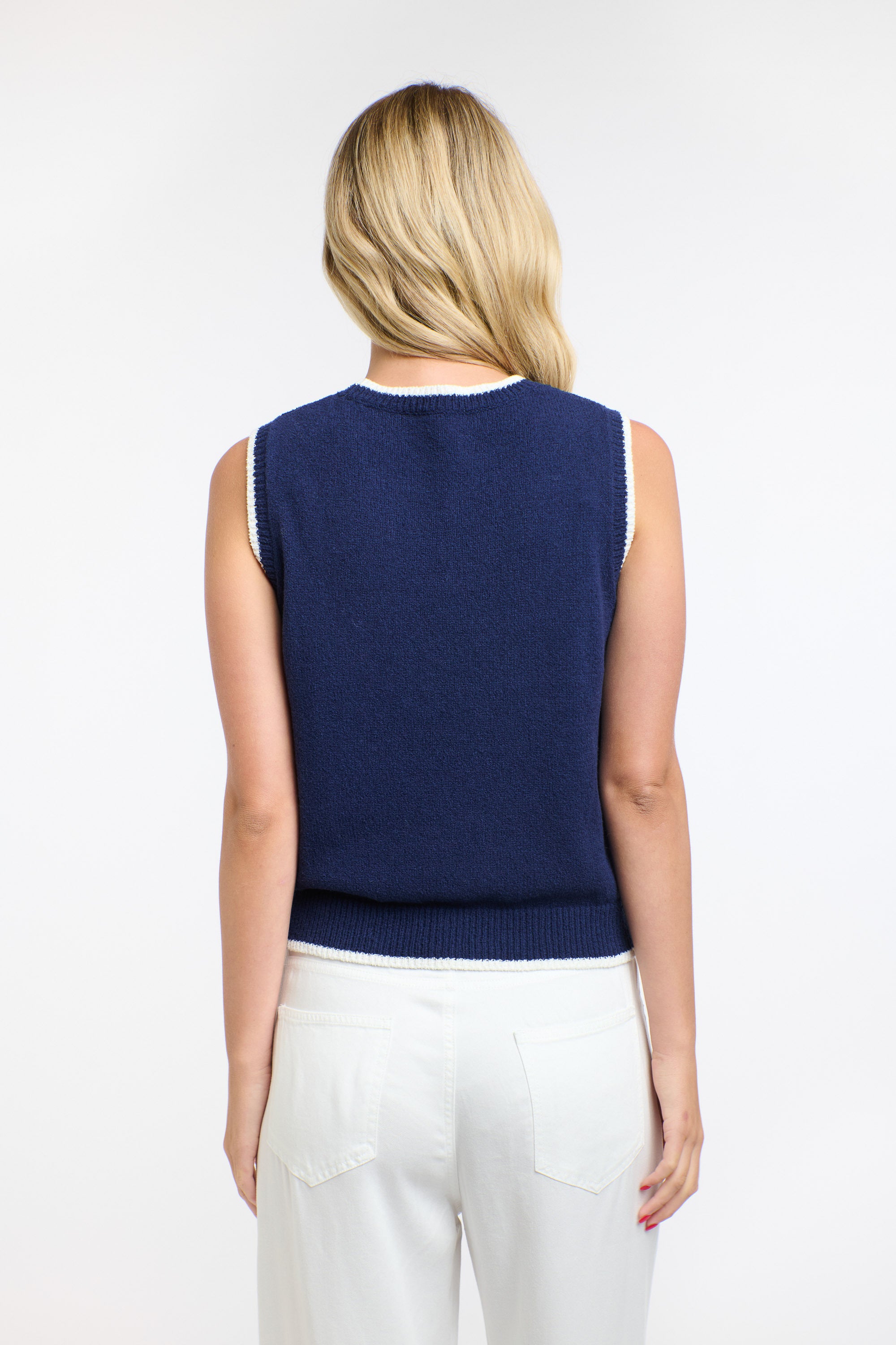 BAKER BOUCLE VEST NAVY