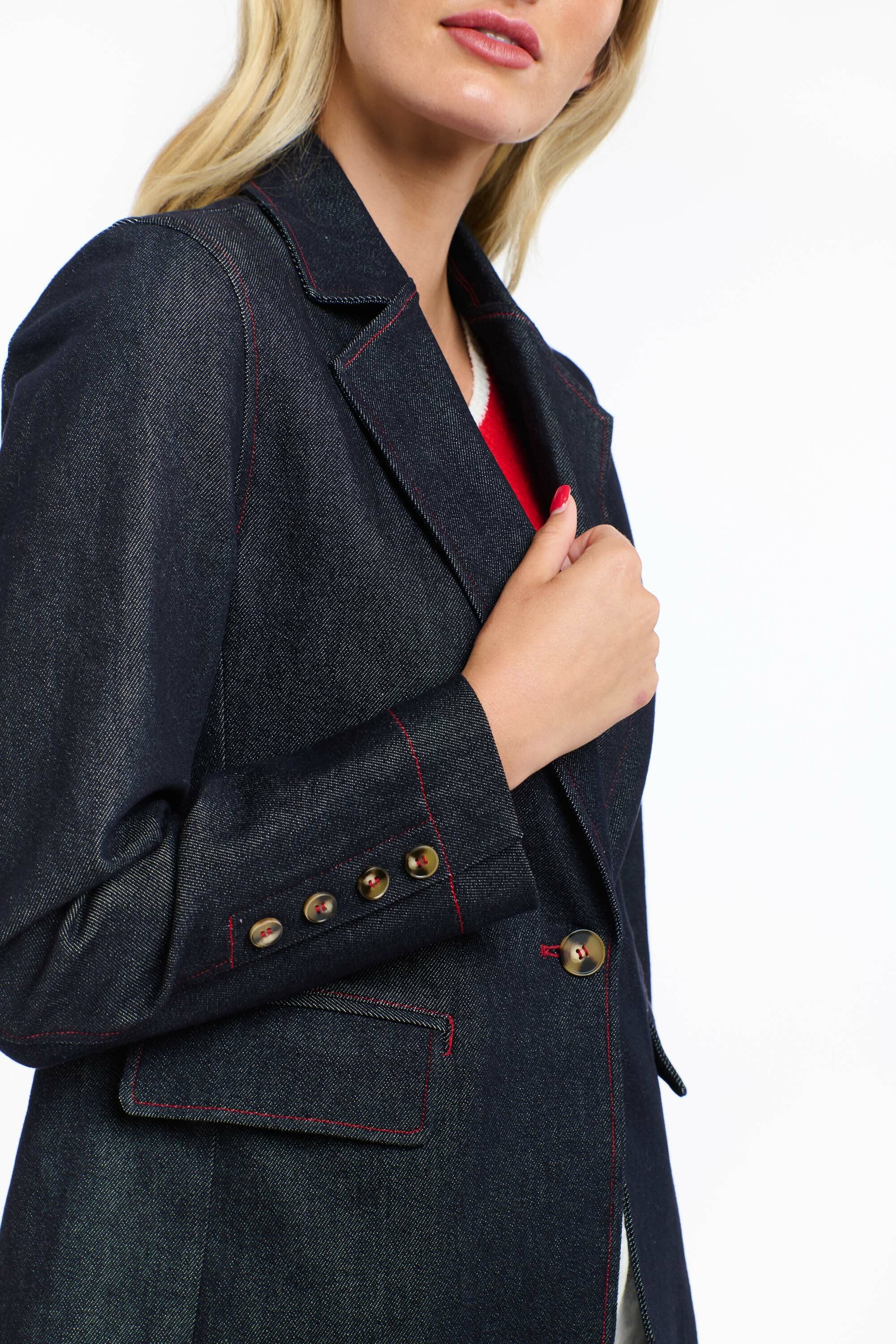 DARK DENIM BLAZER DENIM W/ RED ST.