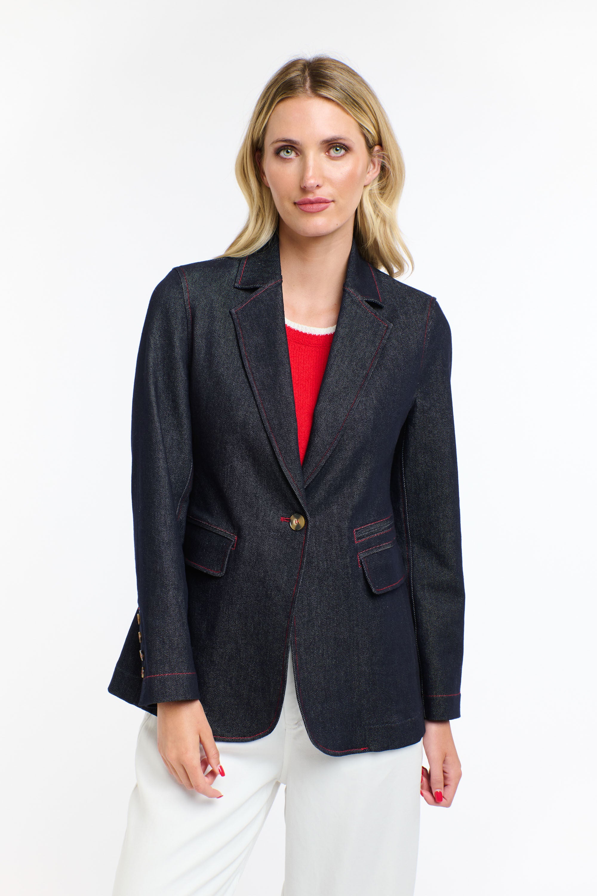 DARK DENIM BLAZER DENIM W/ RED ST.
