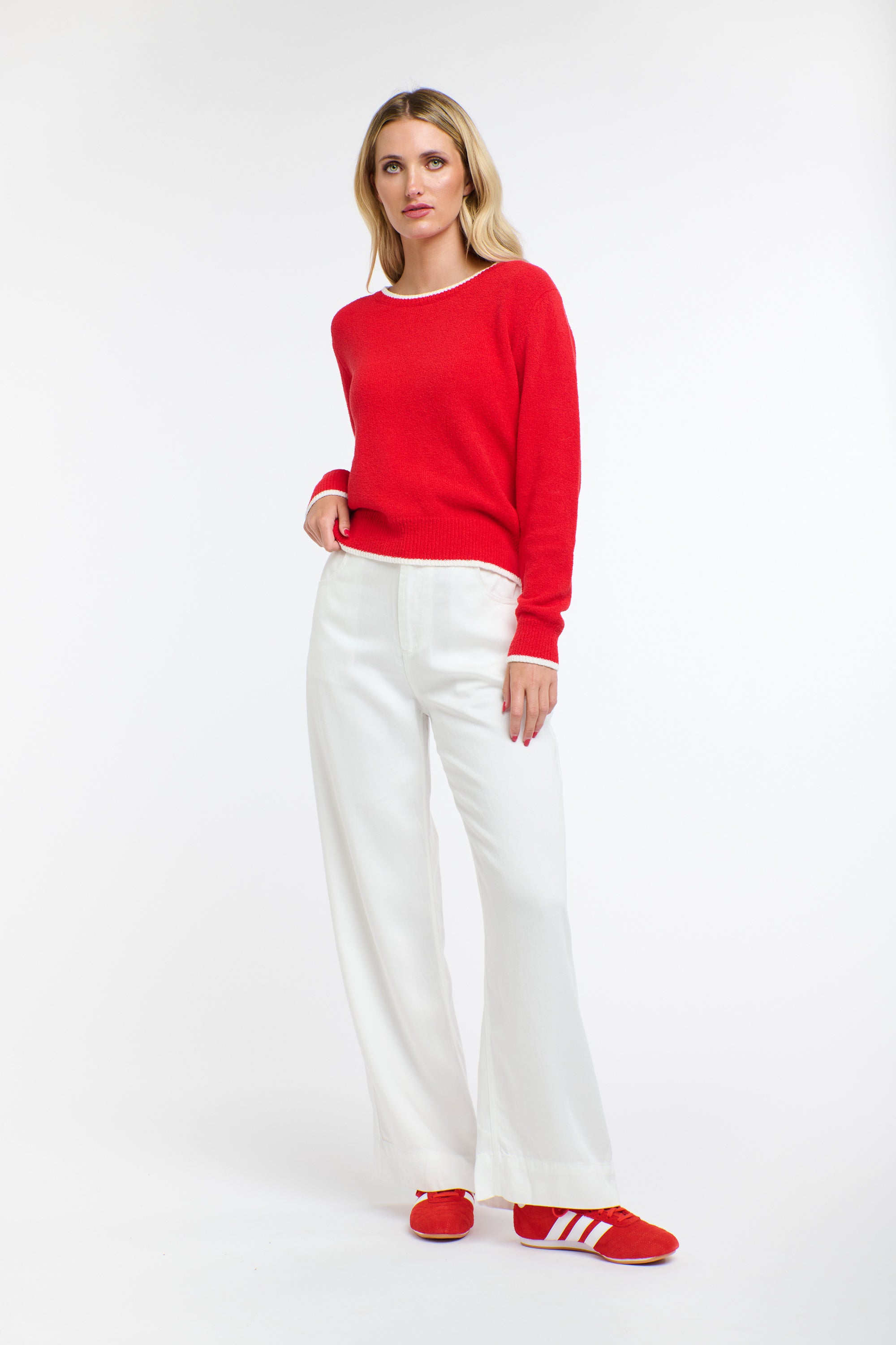 BAKER BOUCLE KNIT RED
