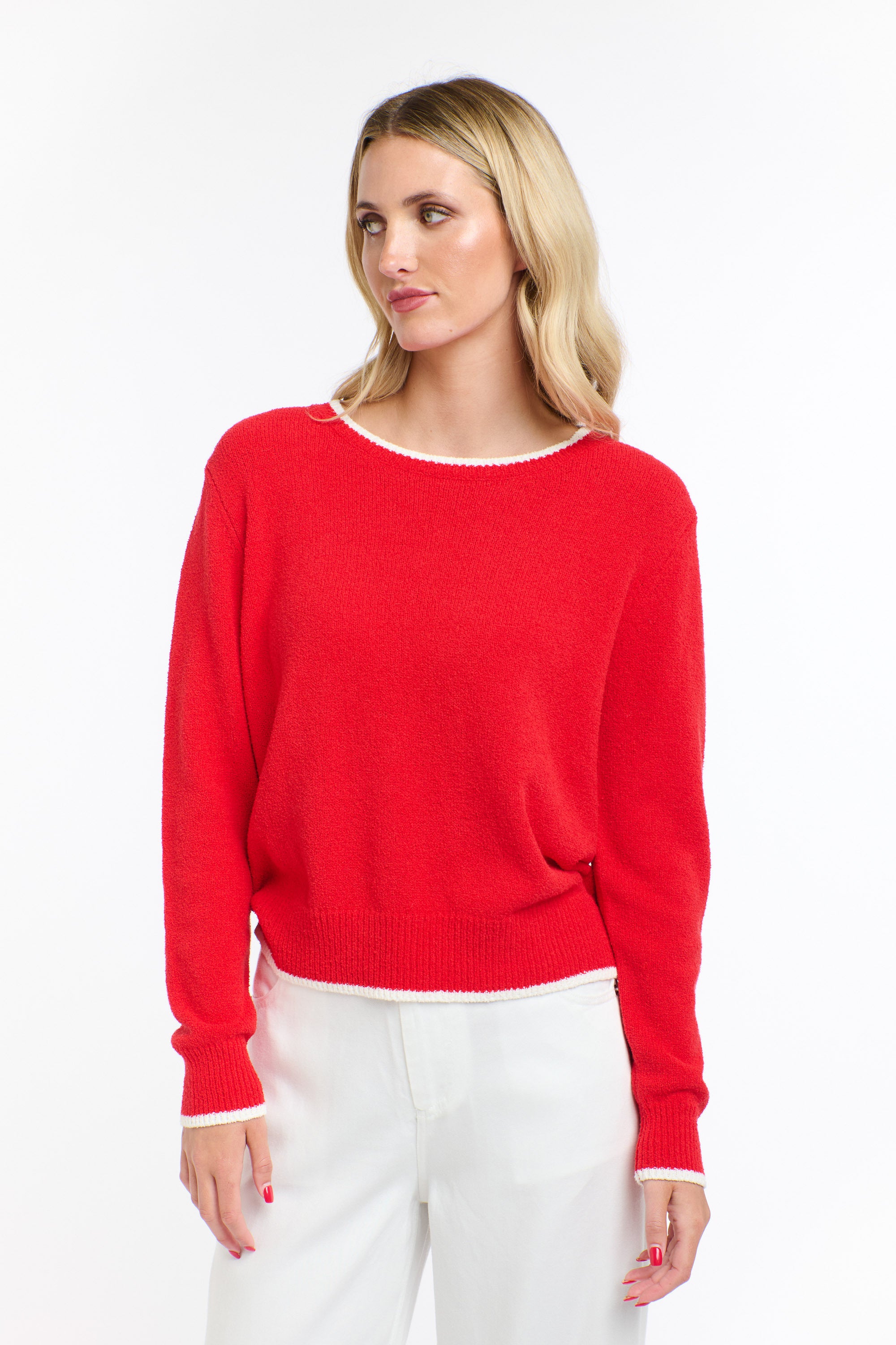 BAKER BOUCLE KNIT RED