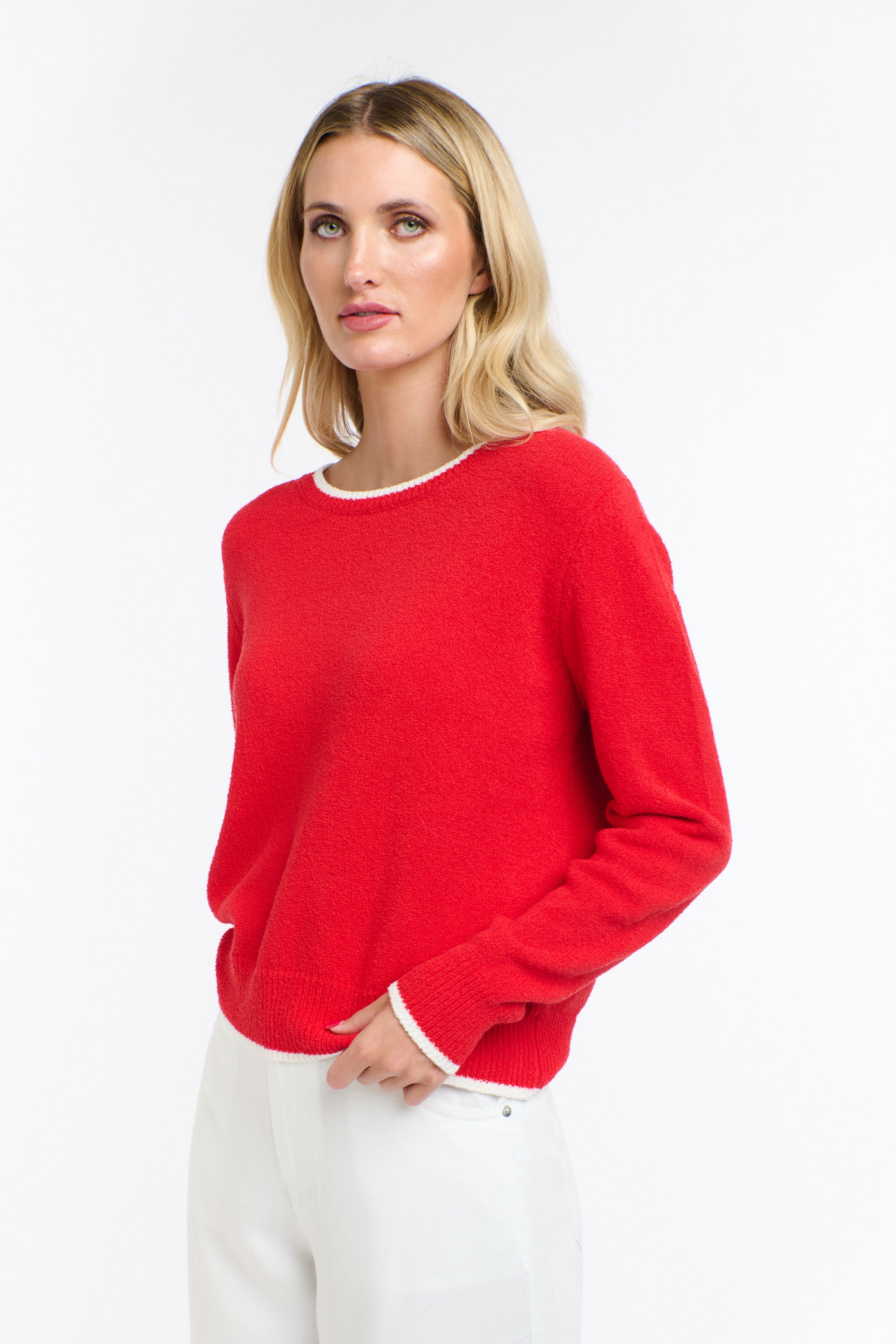BAKER BOUCLE KNIT RED