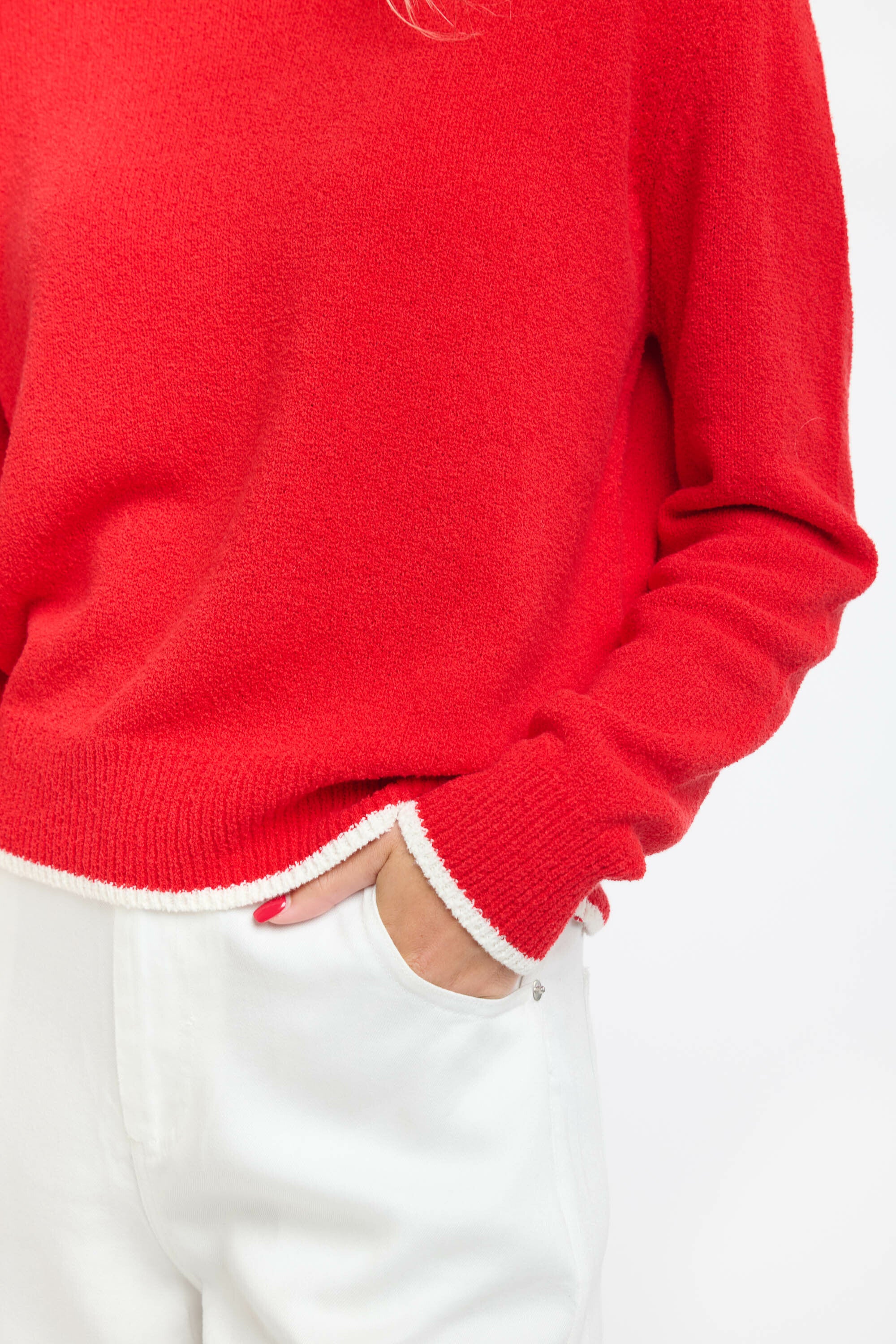 BAKER BOUCLE KNIT RED