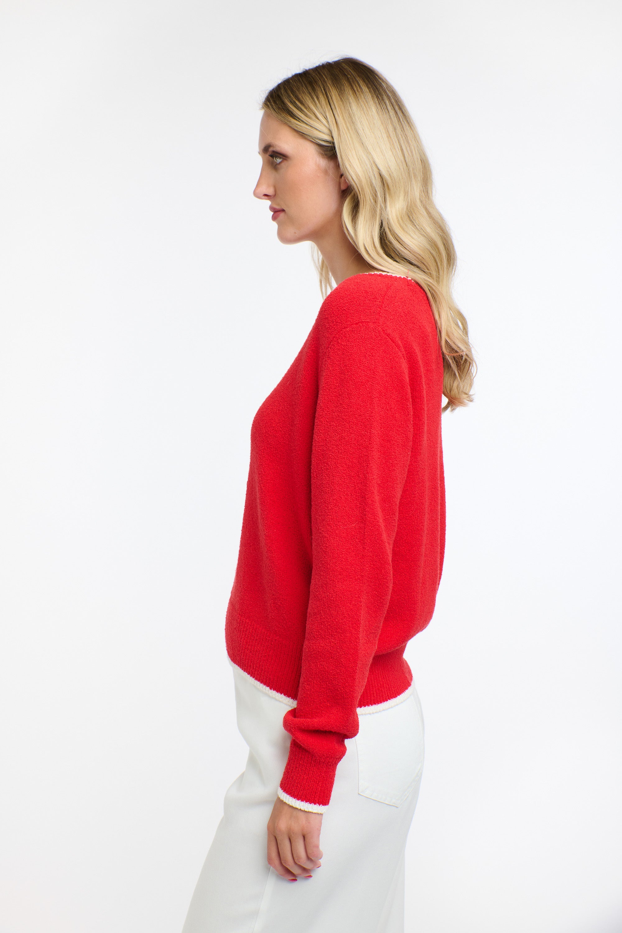 BAKER BOUCLE KNIT RED