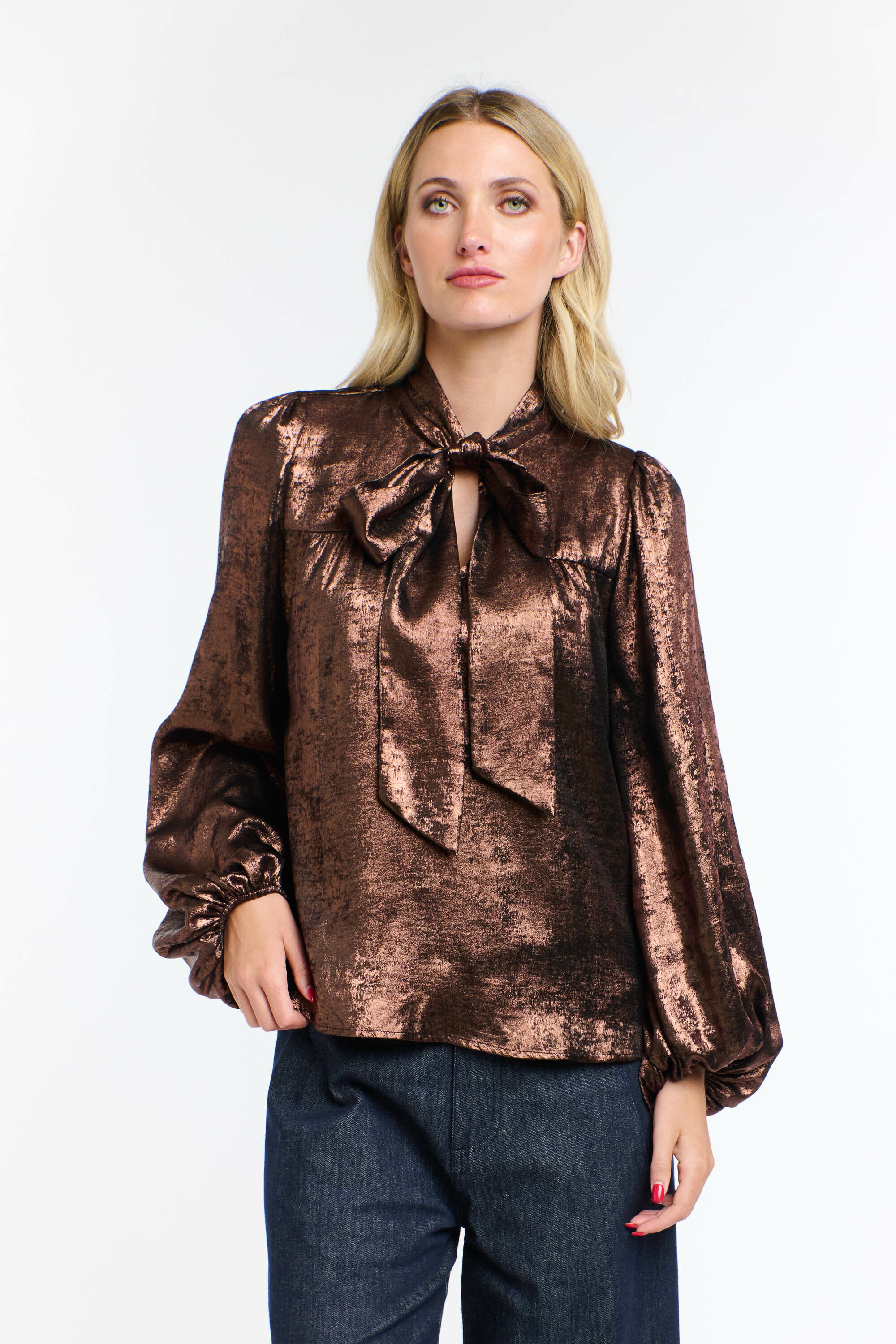 PUSSY BOW TOP COPPER