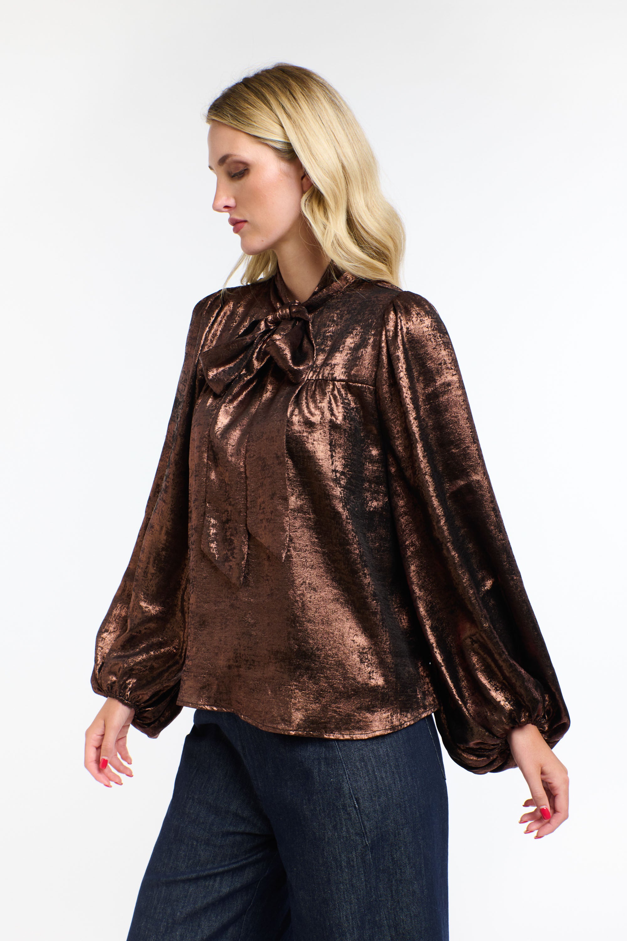 PUSSY BOW TOP COPPER