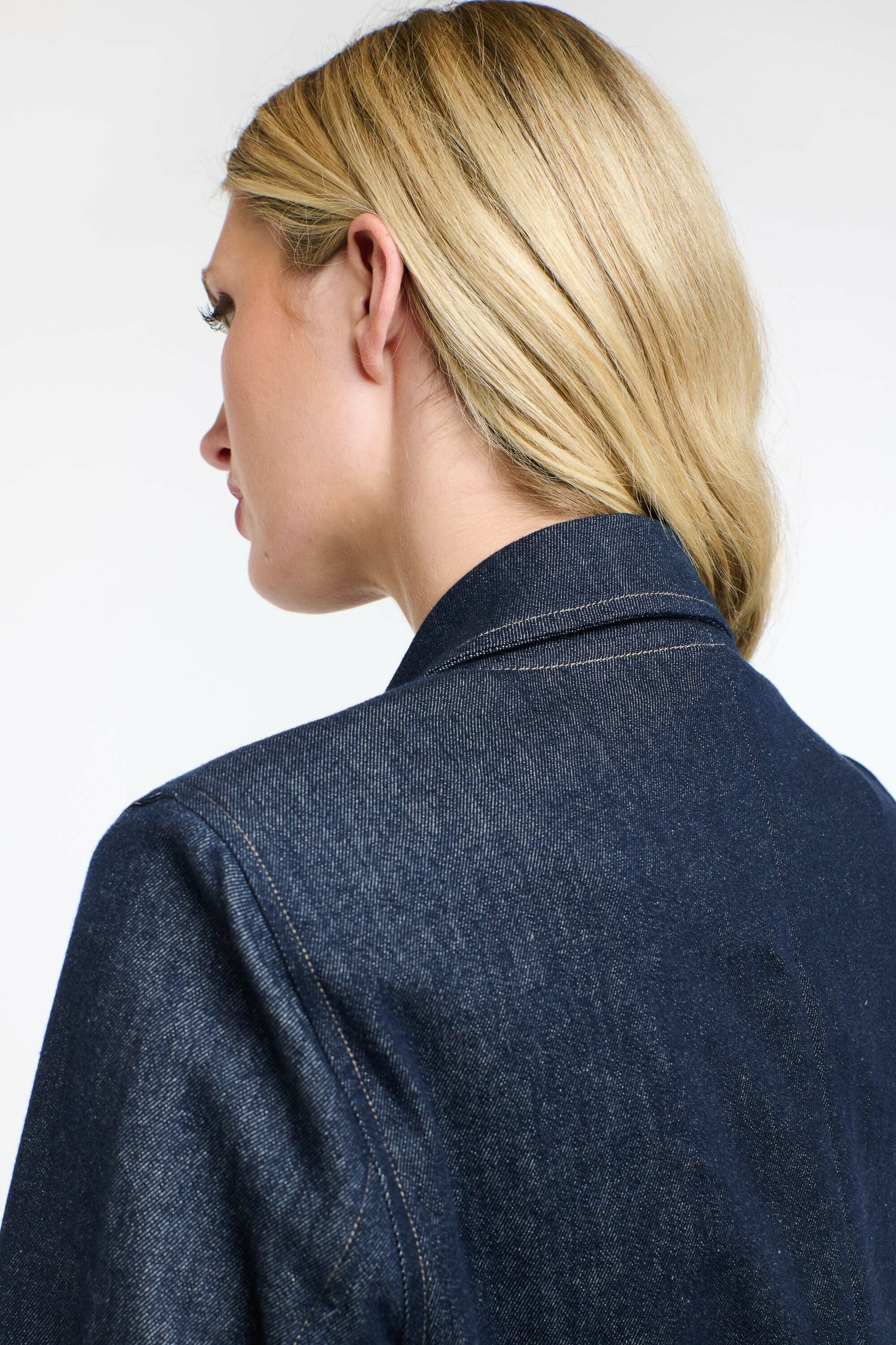 DARK DENIM BLAZER DENIM W/ TAN ST.