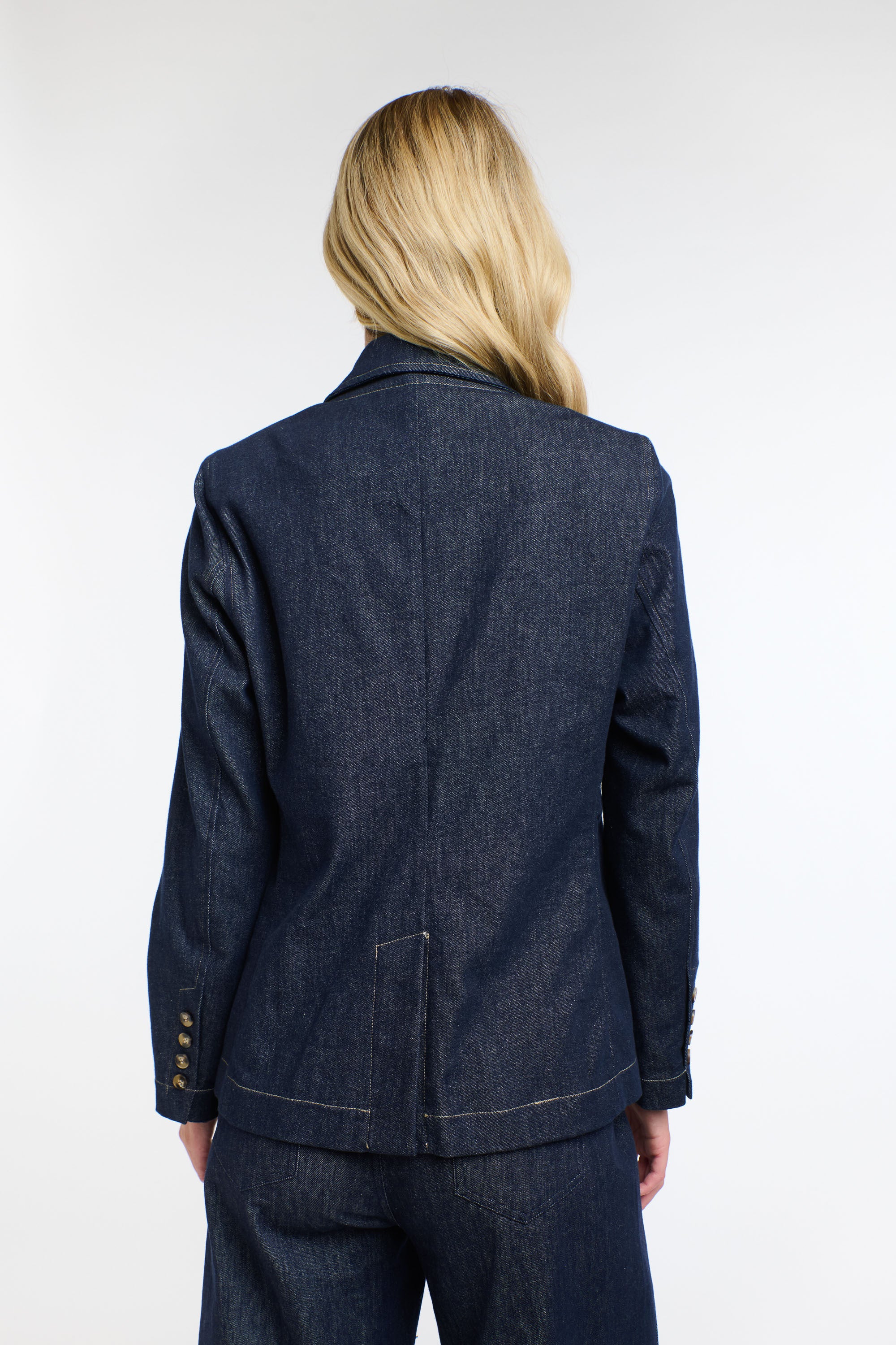 DARK DENIM BLAZER DENIM W/ TAN ST.