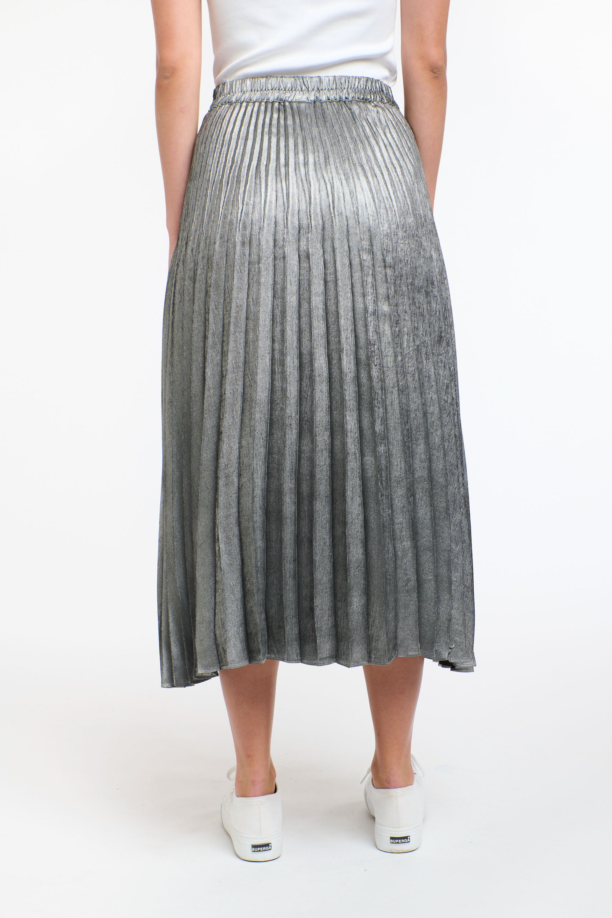 METALLIC SKIRT PEWTER