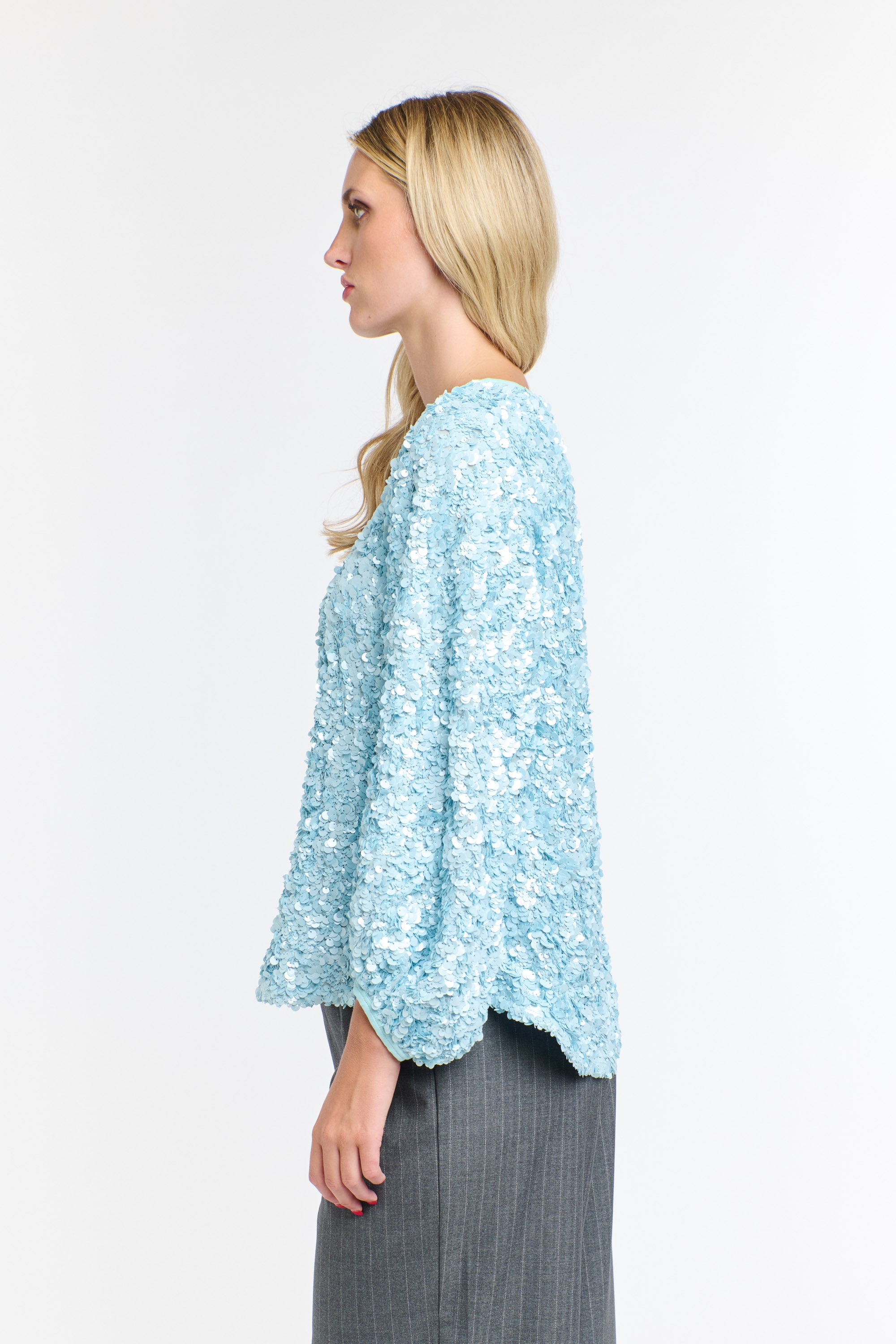 ELSA SEQUINS TOP ICE BLUE