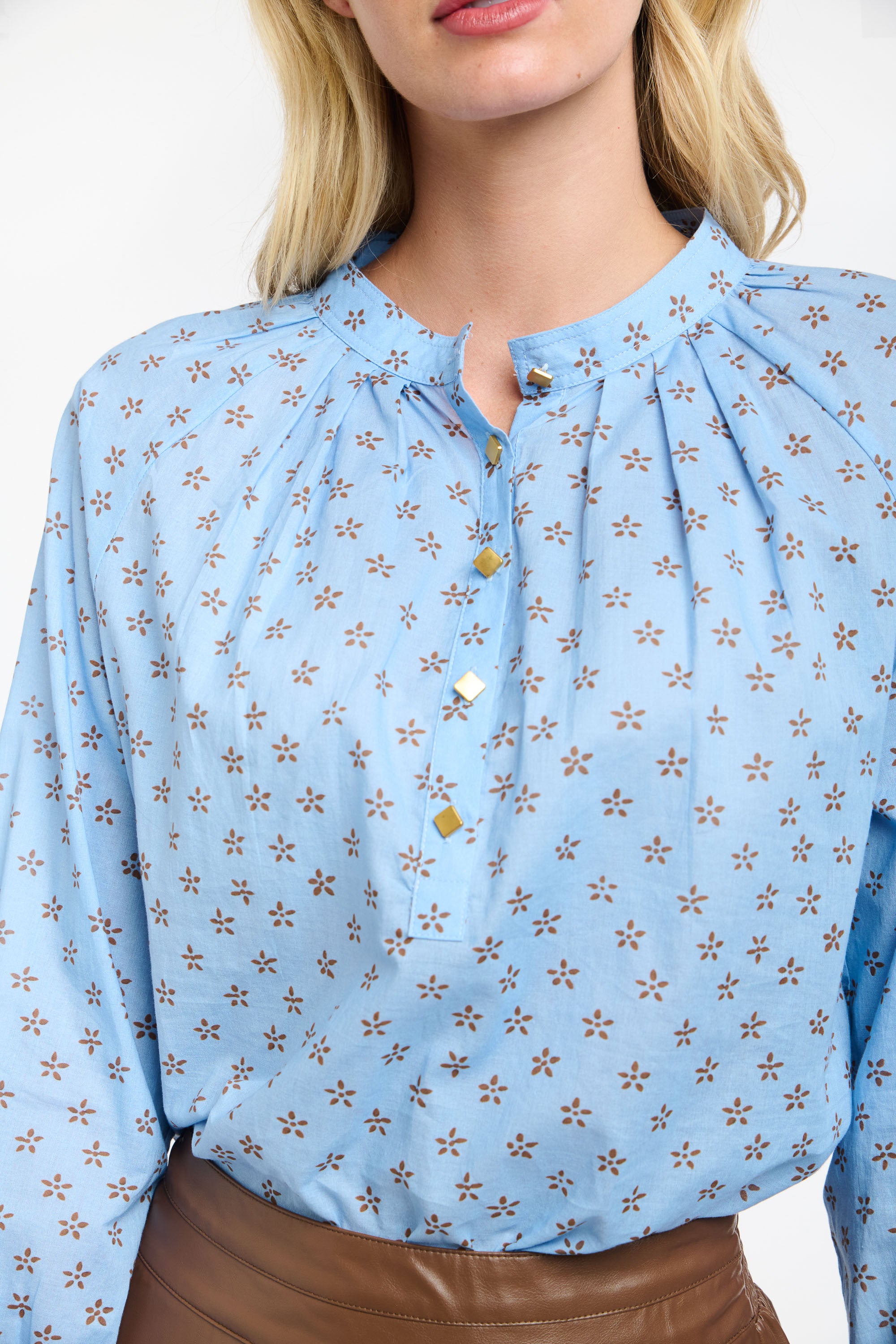 LAYLA PRINTED TOP CORNFLOWER BLUE