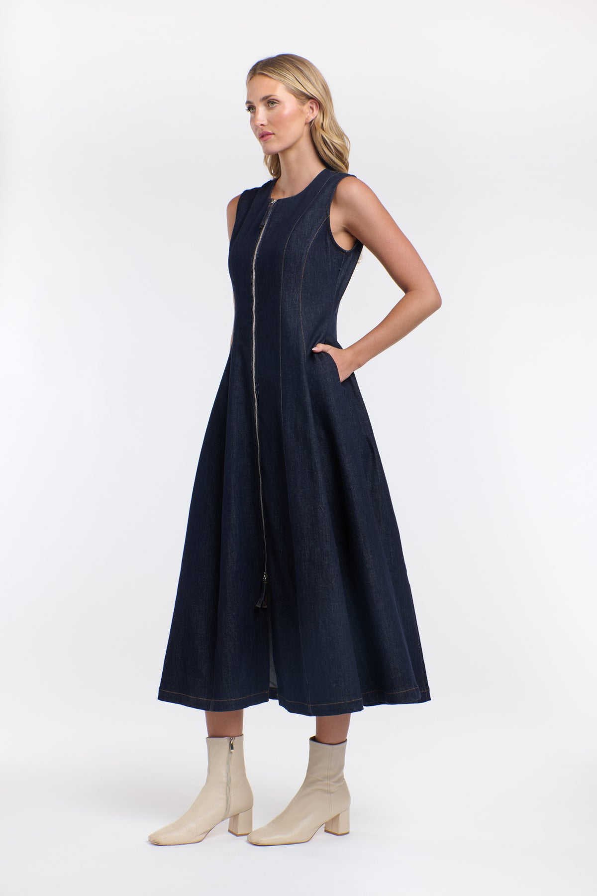 OLSEN DENIM ZIP DRESS