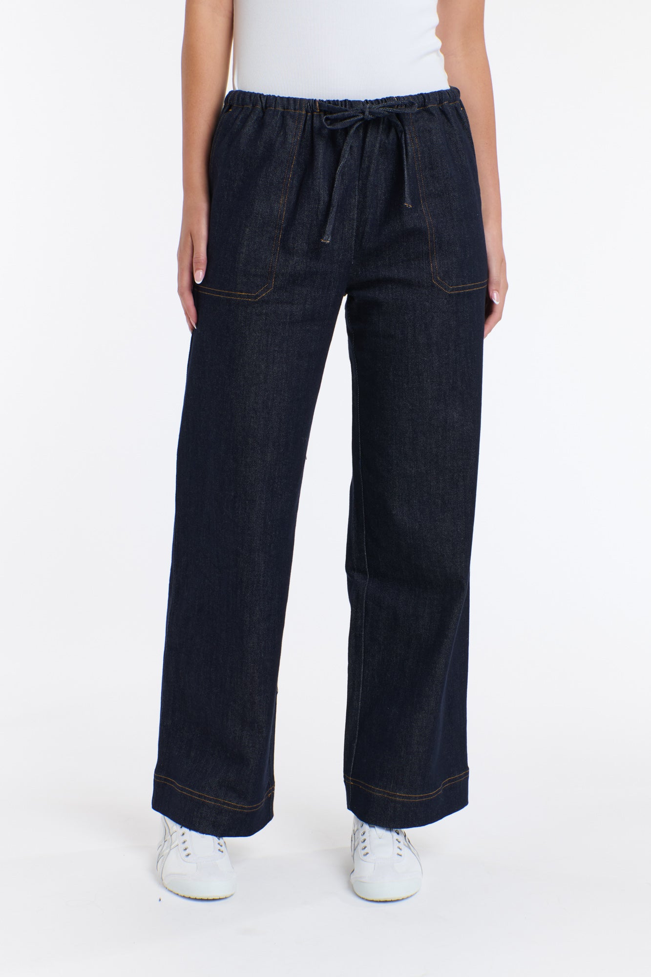 MISHA DRAWCORD DENIM PANTS