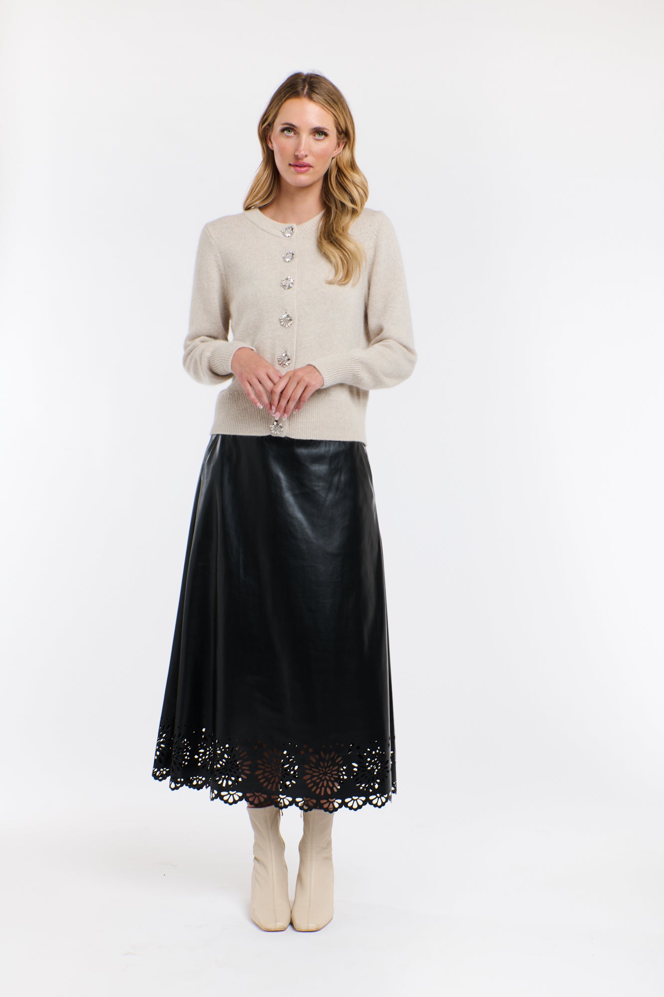 RAVEN LASER CUT PU SKIRT